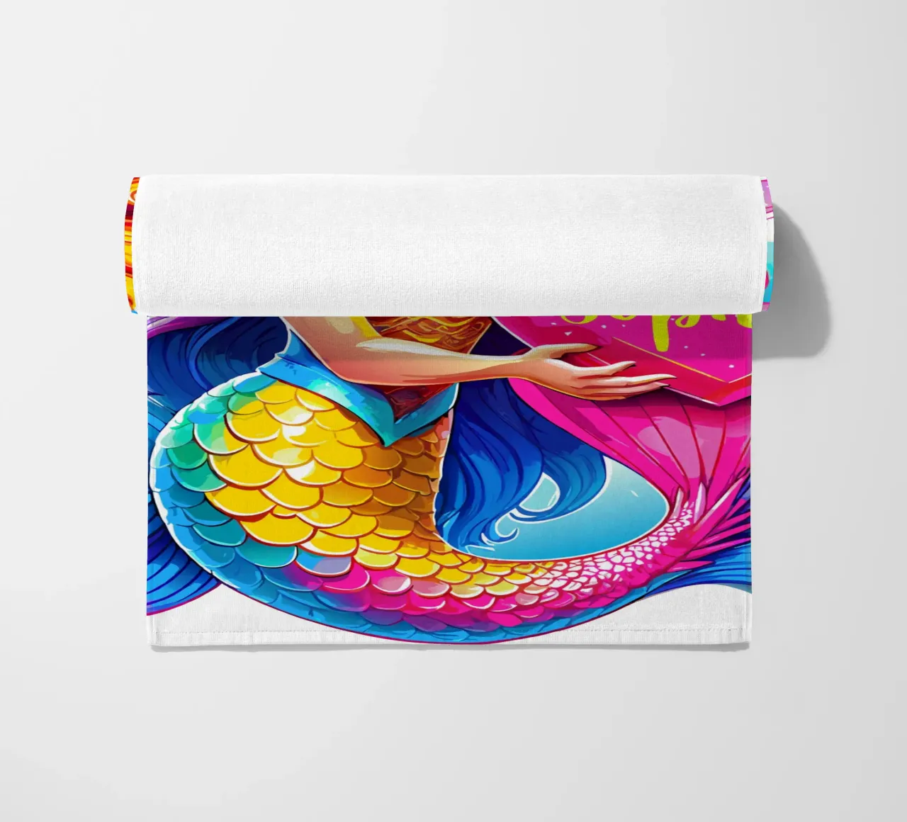 Magical Mermaid Birthday Delight - Custom All Text beach towel by Artnesia