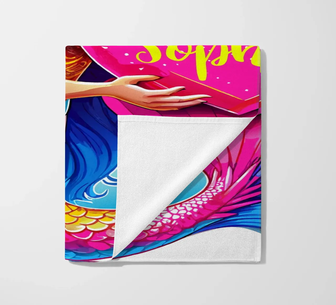 Magical Mermaid Birthday Delight - Custom All Text beach towel by Artnesia