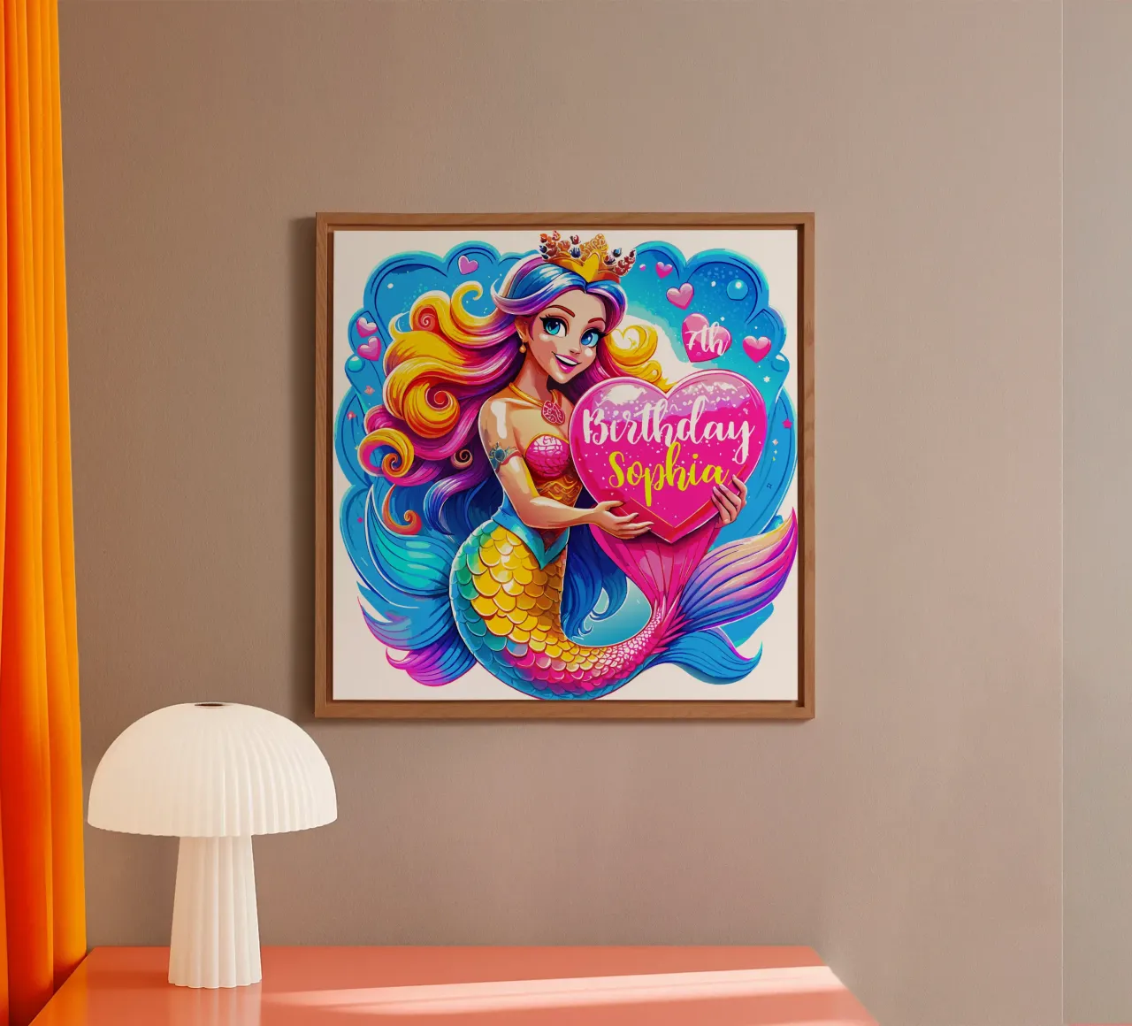Magical Mermaid Birthday Delight - Custom All Text alu-dibond by Artnesia