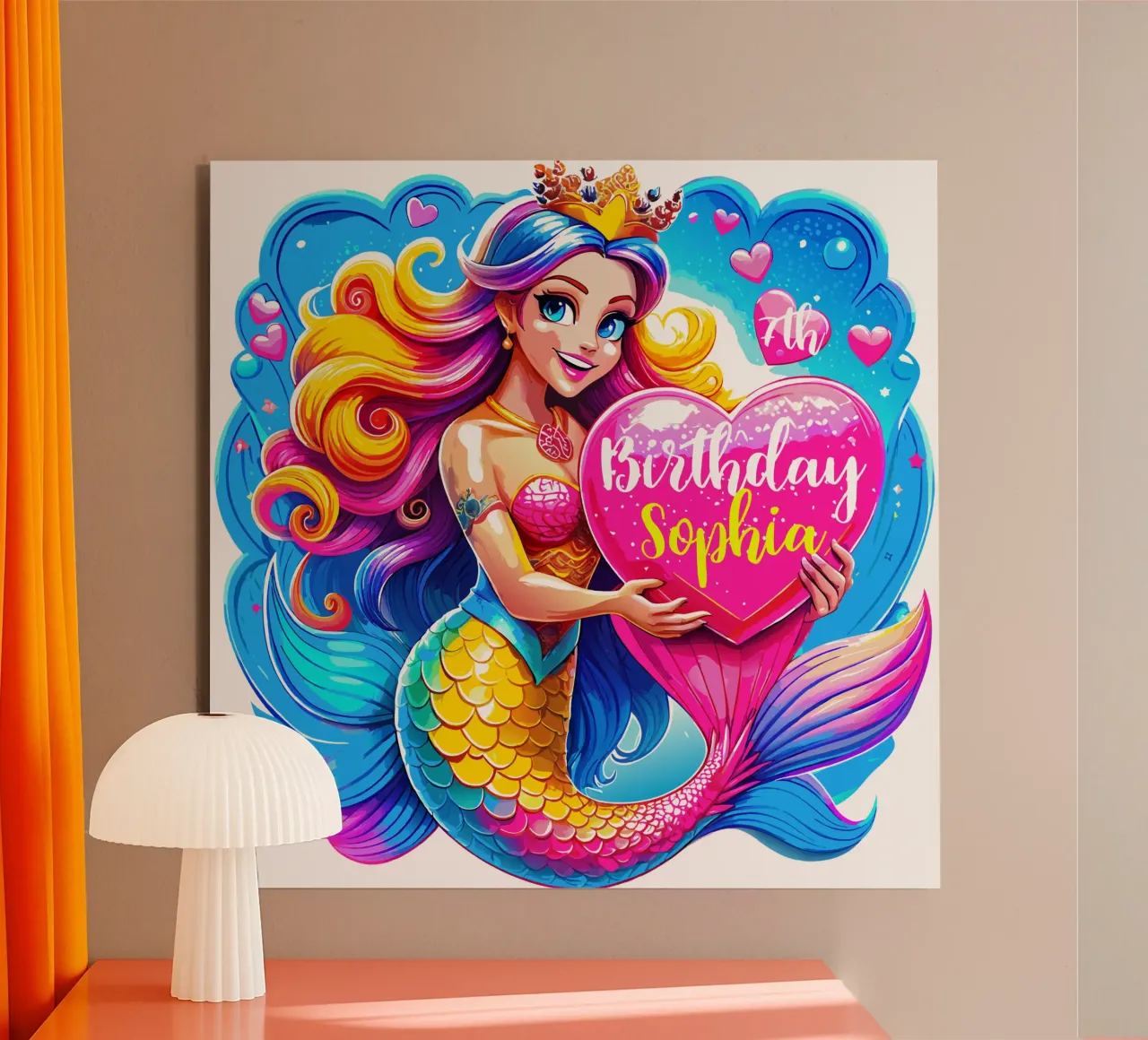 Magical Mermaid Birthday Delight - Custom All Text alu-dibond by Artnesia