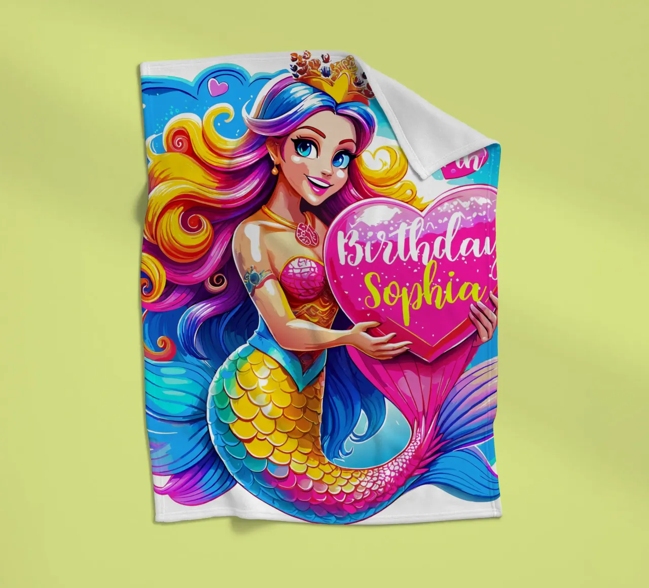 Delizia di compleanno di una sirena magica - Testo personalizzato coperta in pile da Artnesia