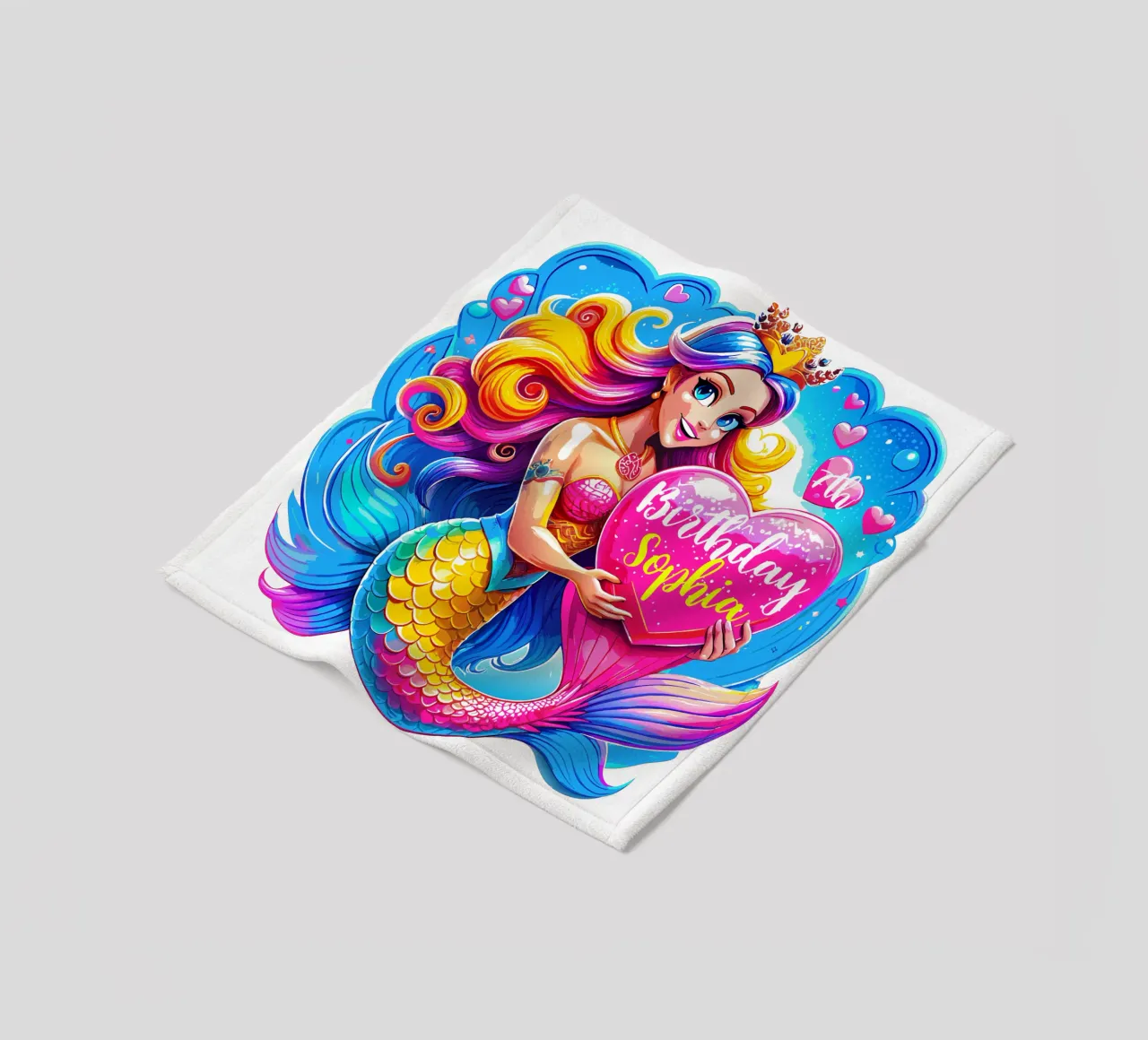 Delizia di compleanno di una sirena magica - Testo personalizzato coperta in pile da Artnesia