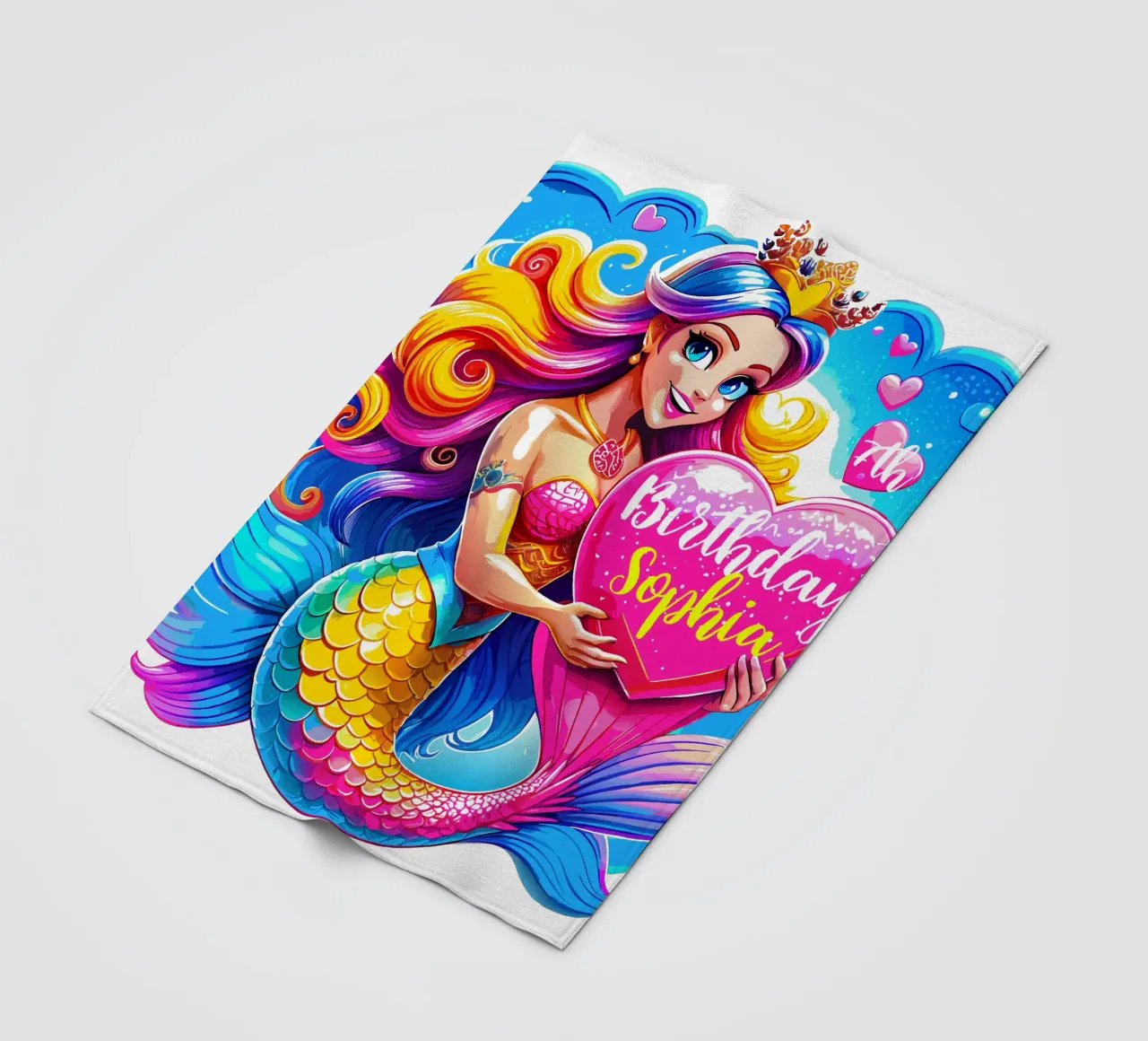 Delizia di compleanno di una sirena magica - Testo personalizzato coperta in pile da Artnesia
