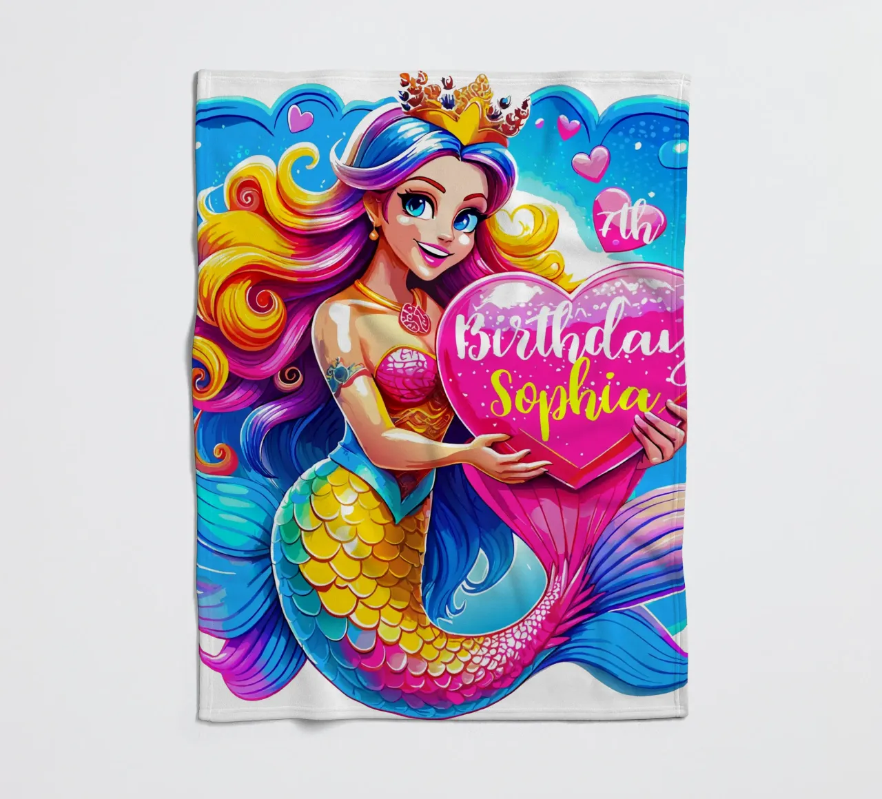 Delizia di compleanno di una sirena magica - Testo personalizzato coperta in pile da Artnesia
