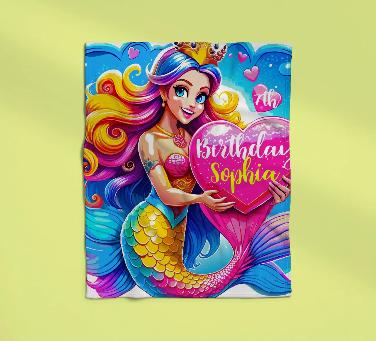 Delizia di compleanno di una sirena magica - Testo personalizzato coperta in pile da Artnesia