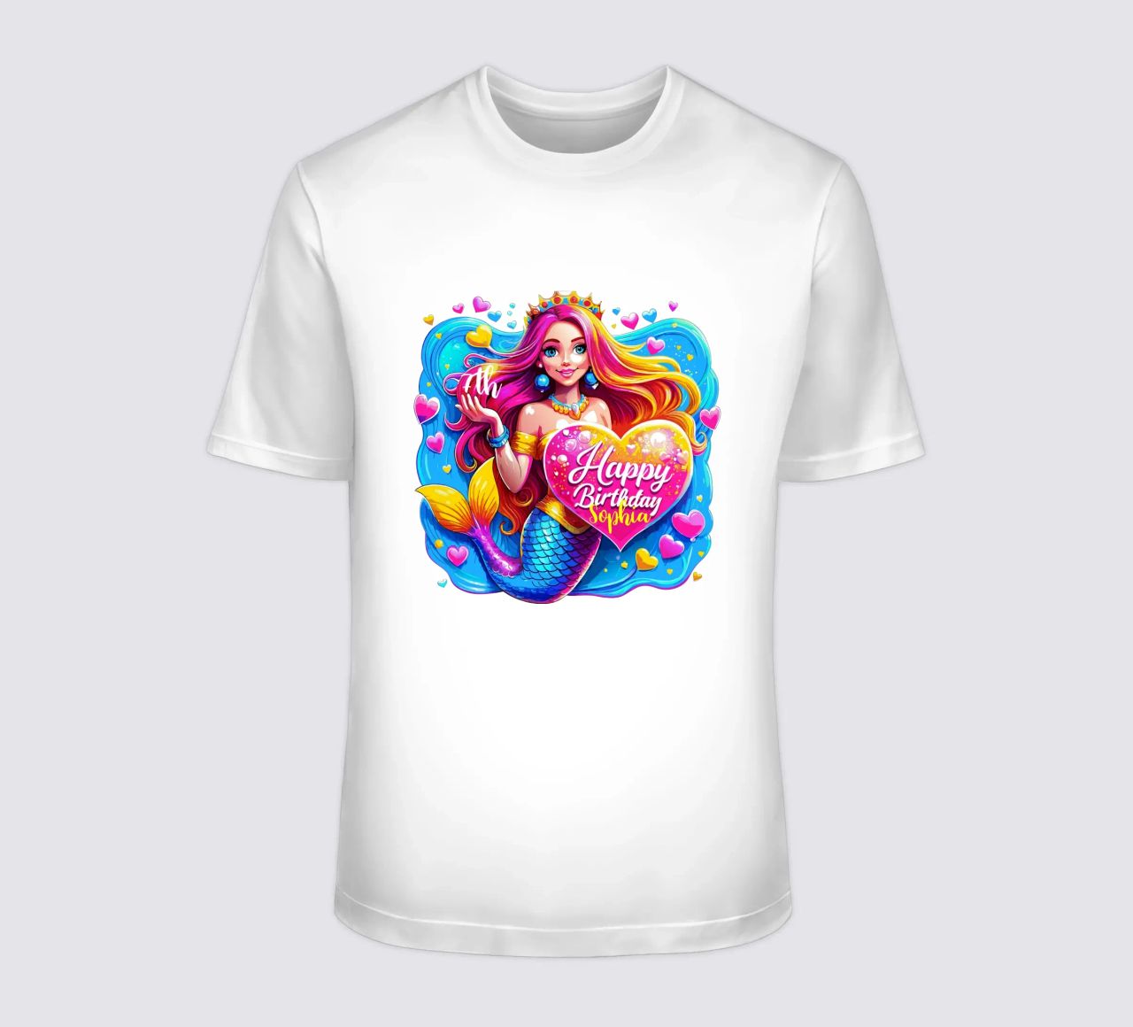 Delizia di compleanno della sirena magica - Nome ed età personalizzati t-shirt da Artnesia