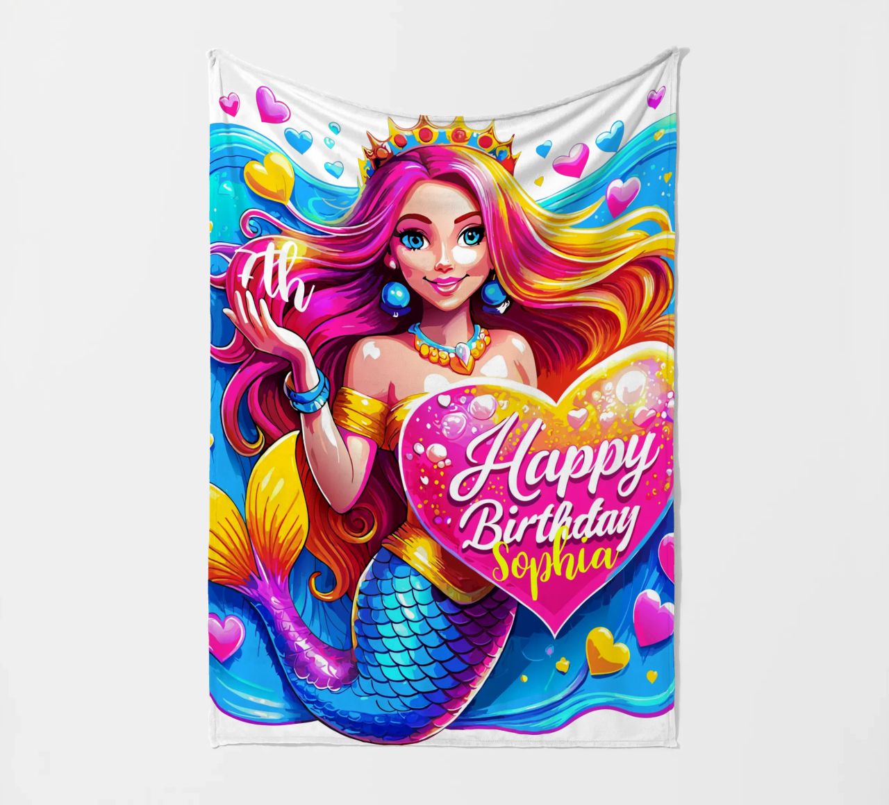 Delizia di compleanno della sirena magica - Nome ed età personalizzati coperta in pile da Artnesia
