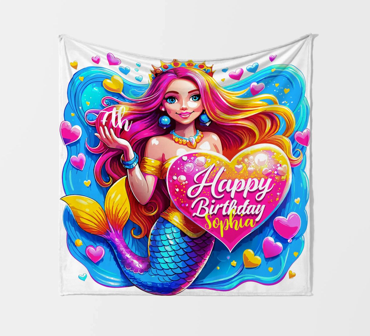 Delizia di compleanno della sirena magica - Nome ed età personalizzati coperta in pile da Artnesia