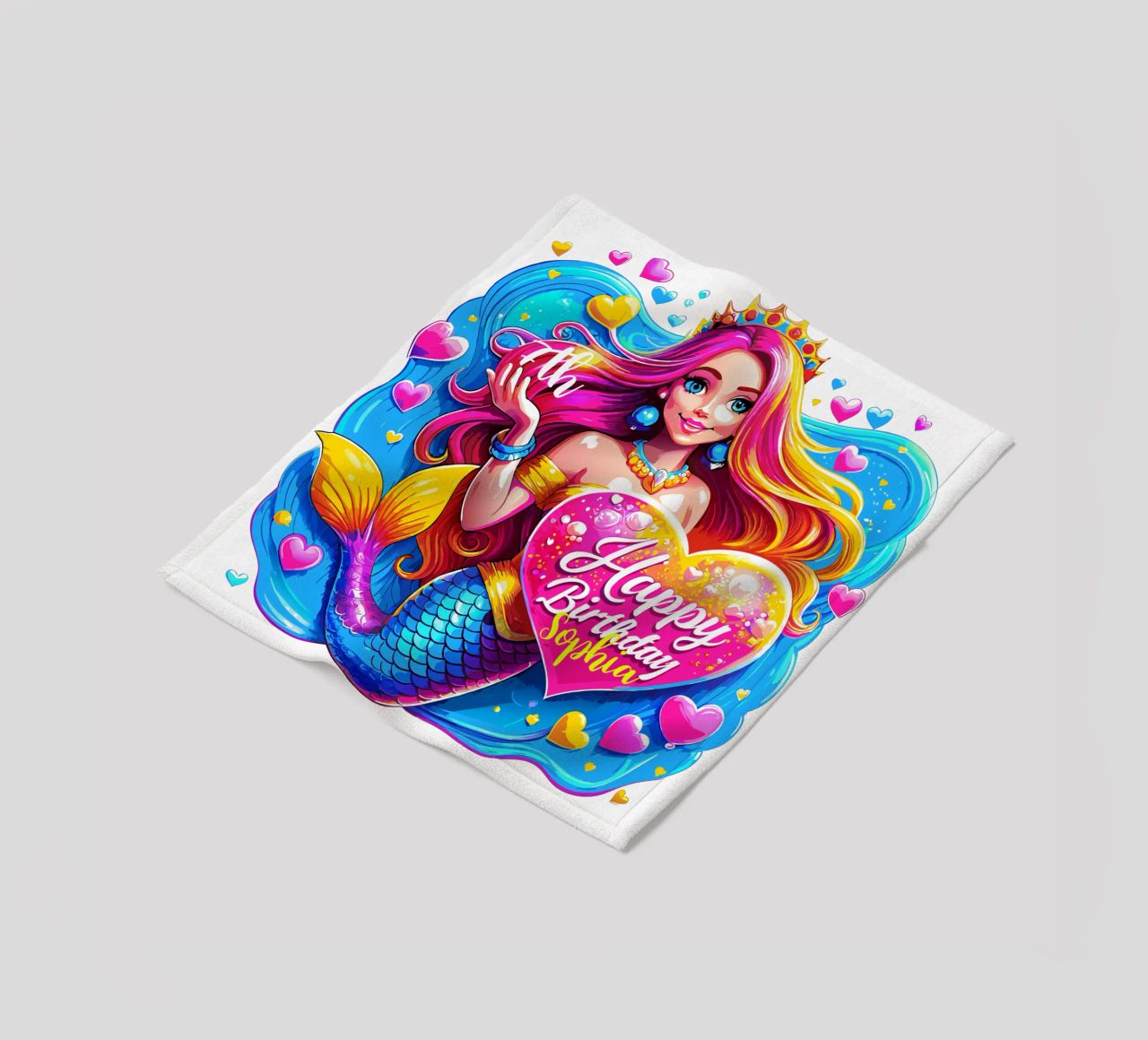 Delizia di compleanno della sirena magica - Nome ed età personalizzati coperta in pile da Artnesia