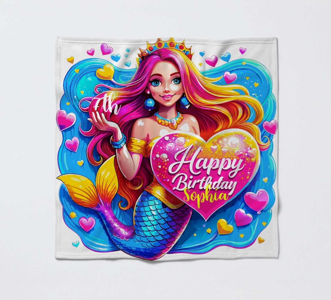 Delizia di compleanno della sirena magica - Nome ed età personalizzati coperta in pile da Artnesia