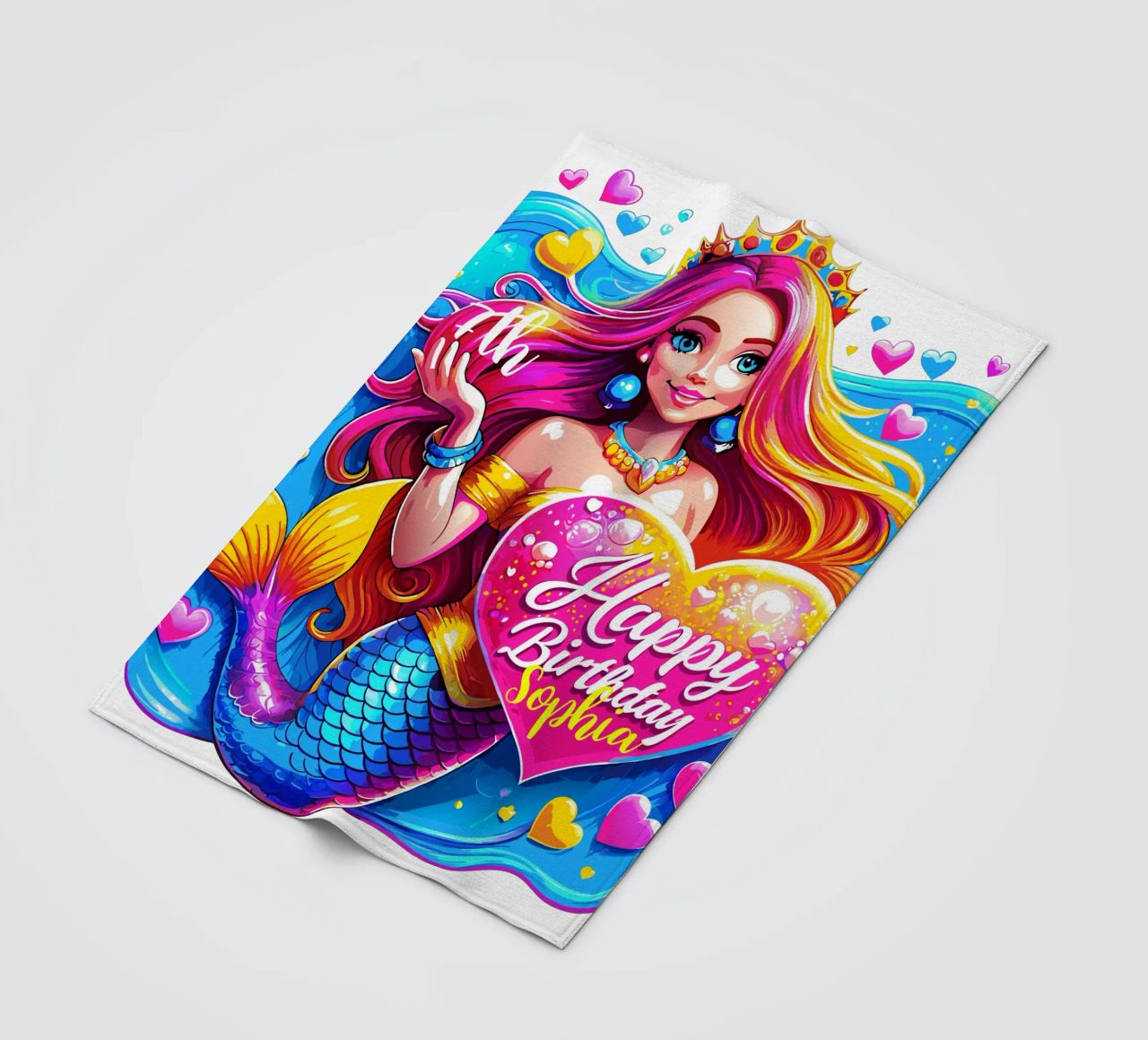 Delizia di compleanno della sirena magica - Nome ed età personalizzati coperta in pile da Artnesia