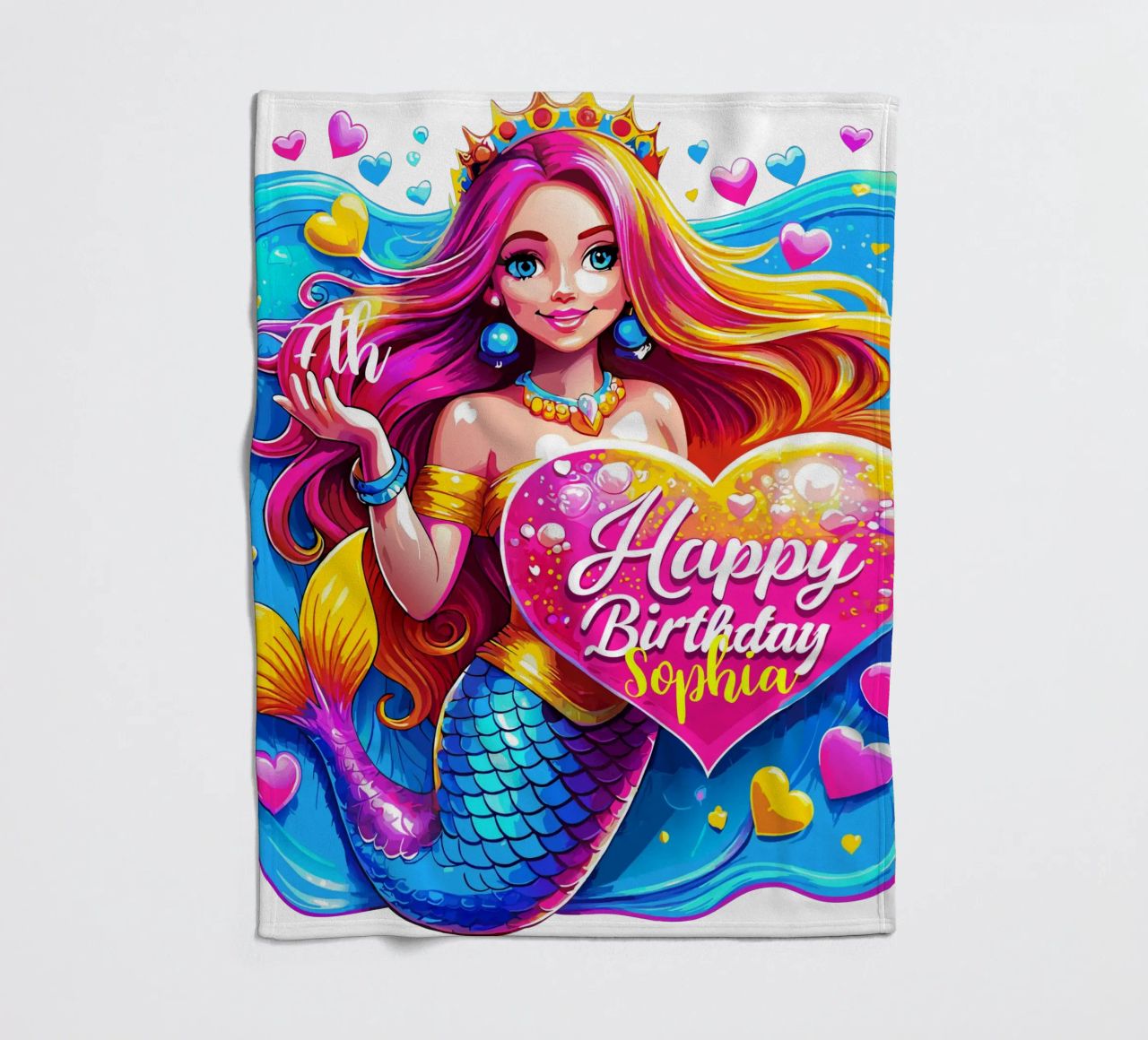 Delizia di compleanno della sirena magica - Nome ed età personalizzati coperta in pile da Artnesia