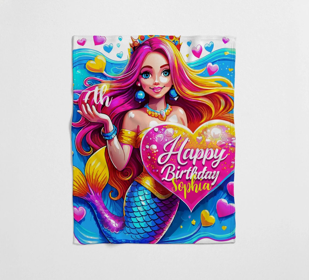 Delizia di compleanno della sirena magica - Nome ed età personalizzati coperta in pile da Artnesia