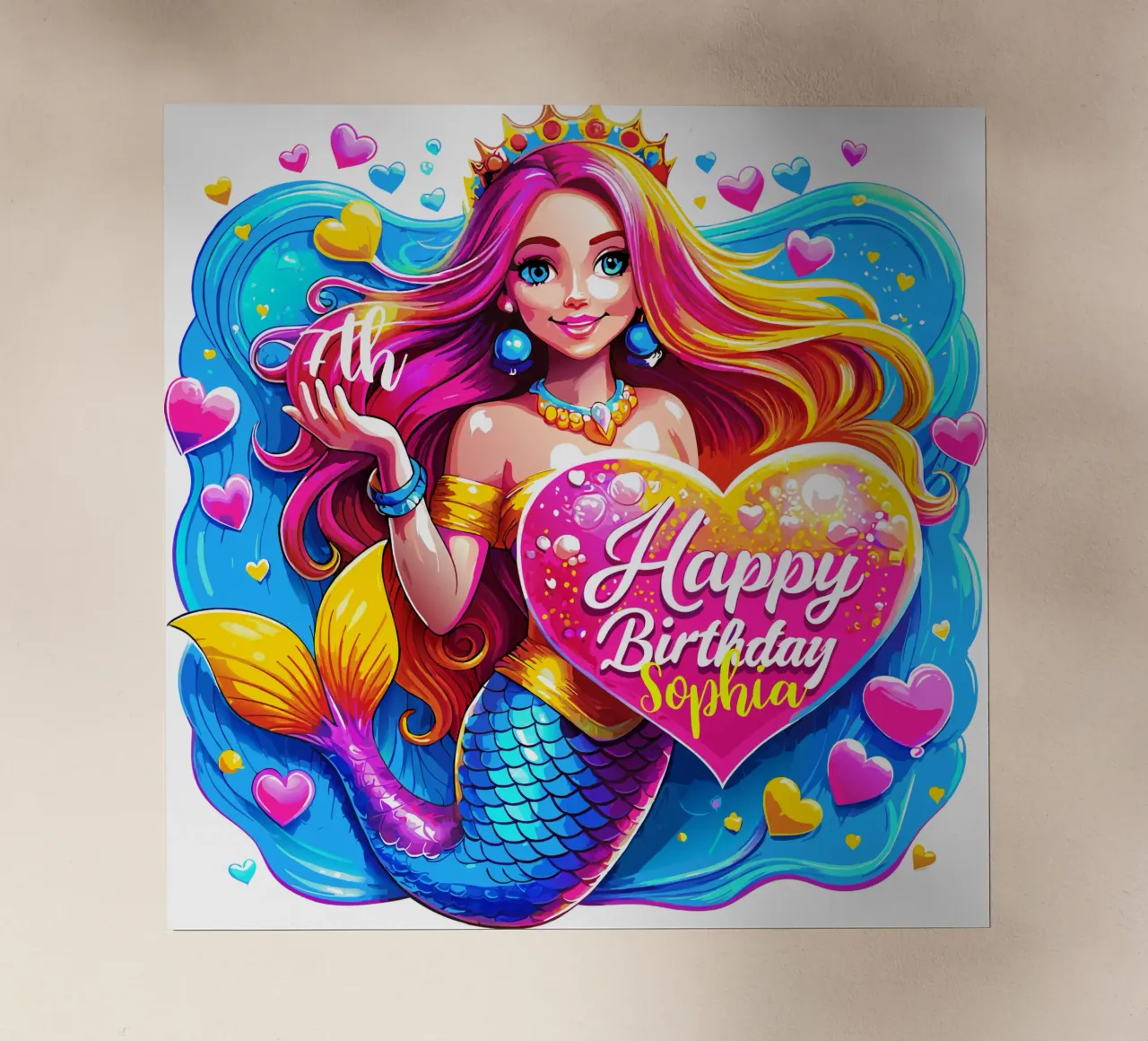 Magical Mermaid Birthday Delight - Custom Name and Age backlit film by Artnesia