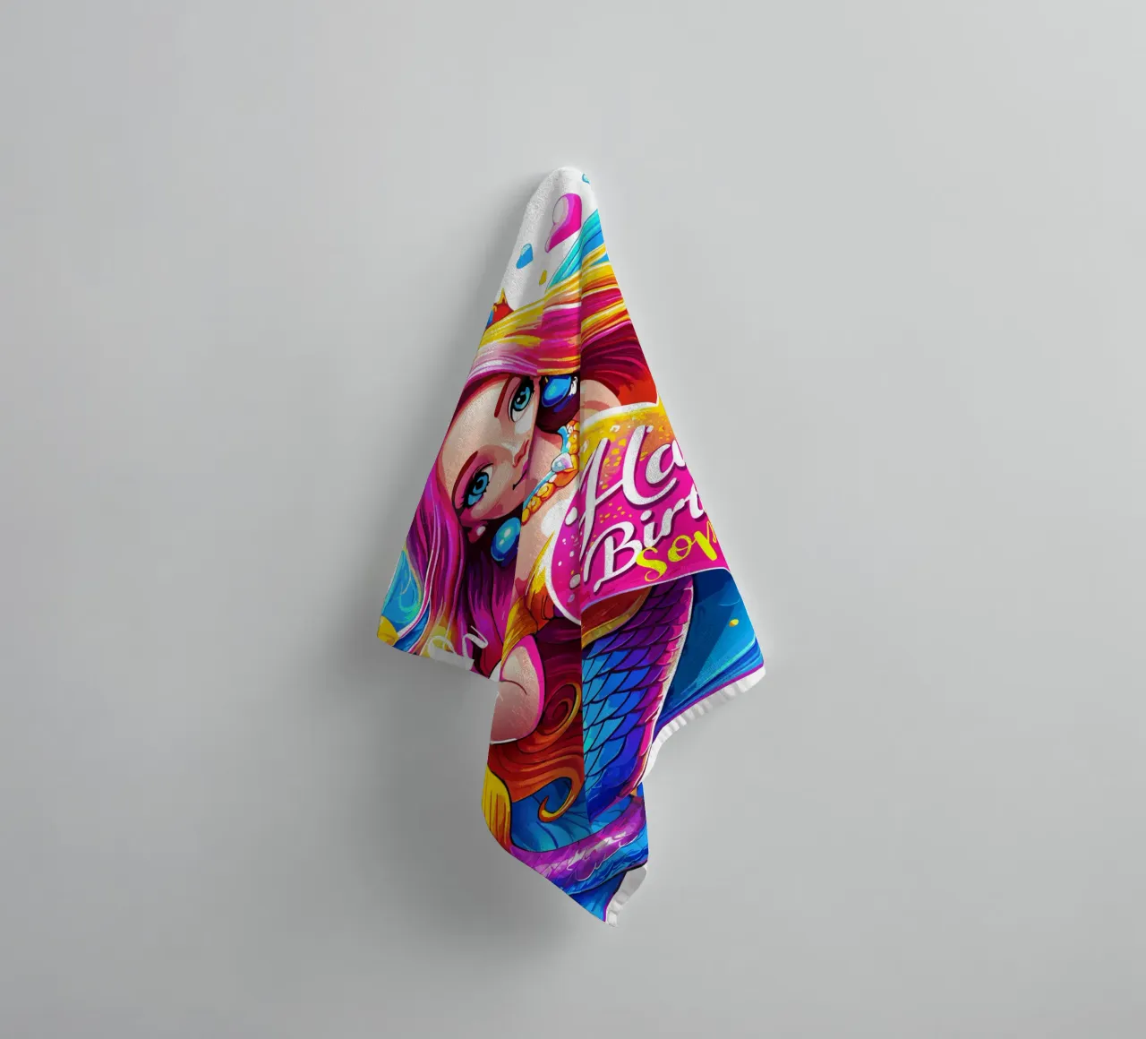 Magical Mermaid Birthday Delight - Custom Name and Age towel by Artnesia