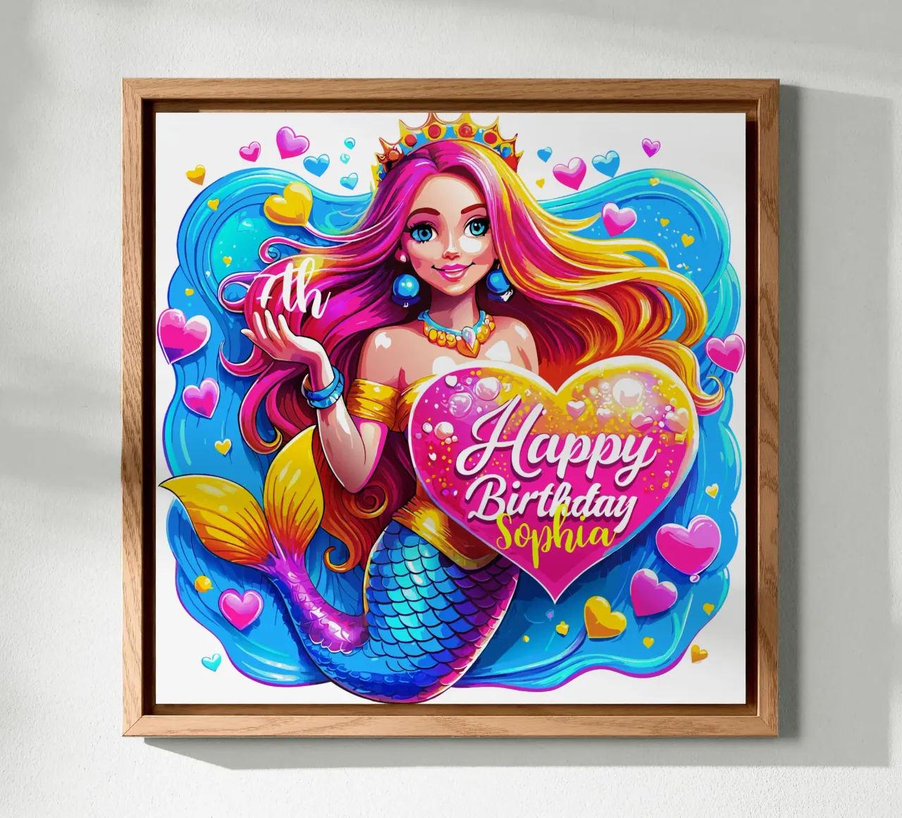 Magical Mermaid Birthday Delight - Custom Name and Age alu-dibond by Artnesia