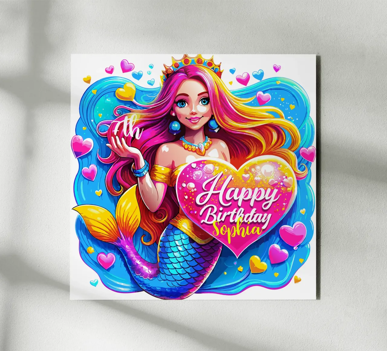 Magical Mermaid Birthday Delight - Custom Name and Age alu-dibond by Artnesia