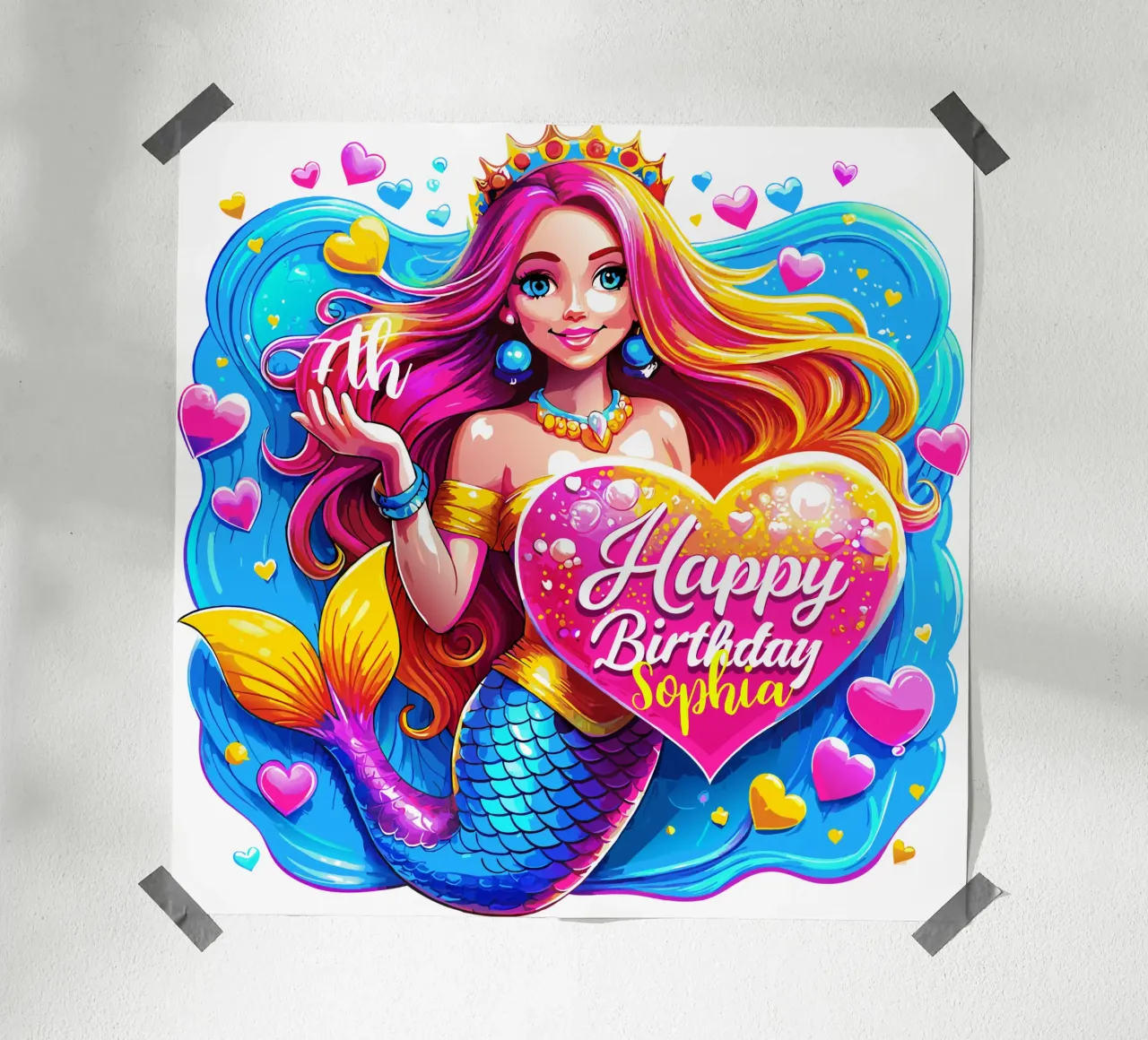 Magical Mermaid Birthday Delight - Custom Name and Age hahnemühle by Artnesia