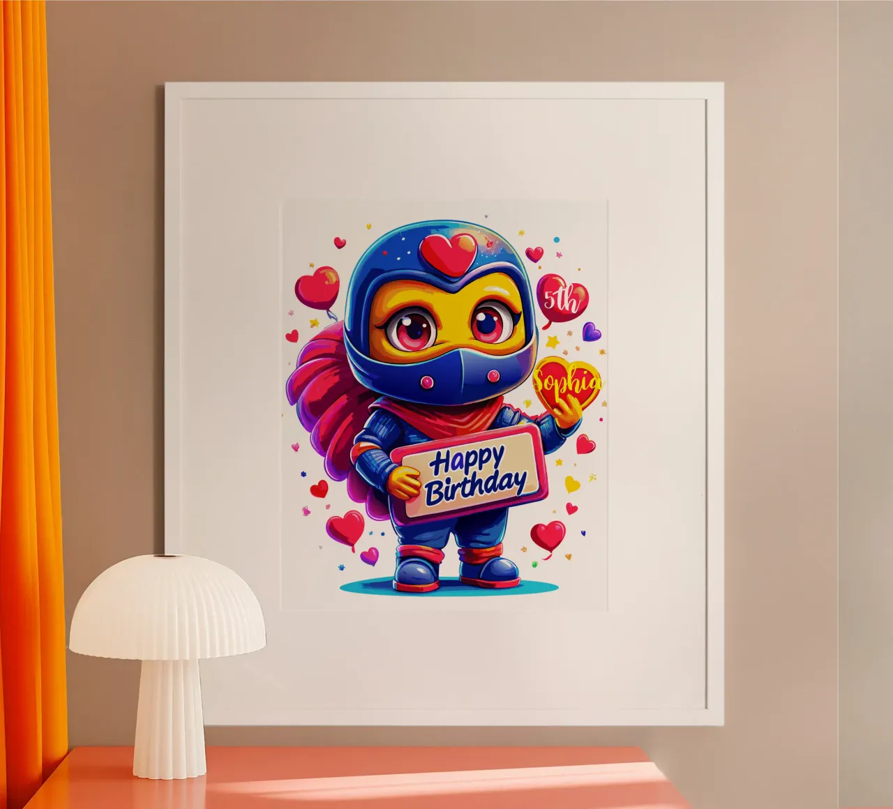 Ninja carino e romantico! Momento speciale del regalo - Testo personalizzato poster con telaio in alluminio da Artnesia