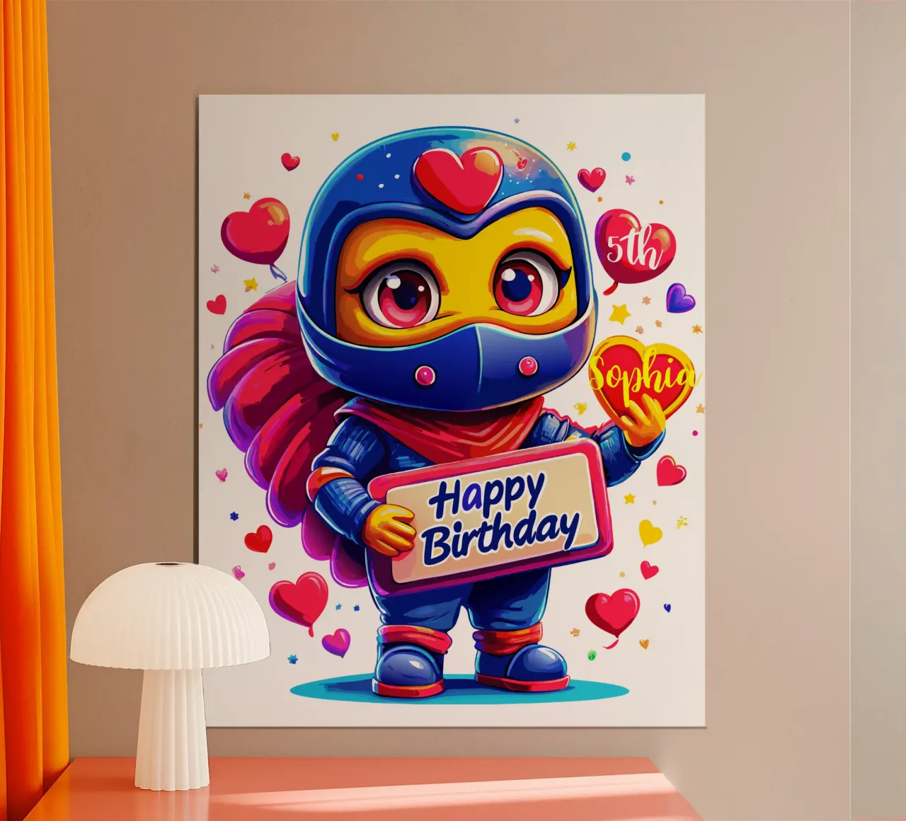 Ninja carino e romantico! Momento speciale del regalo - Testo personalizzato poster con telaio in alluminio da Artnesia