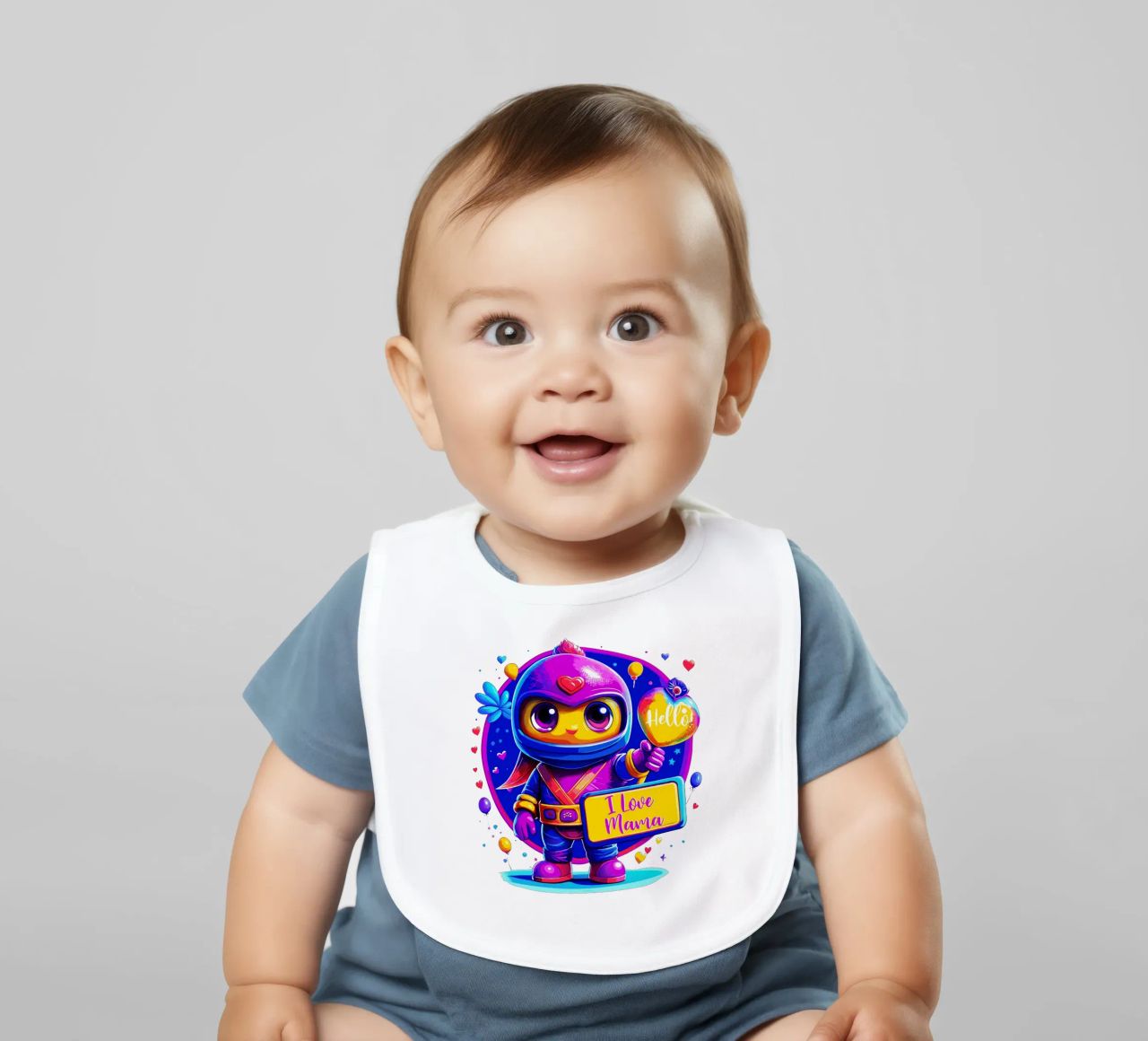 Mignon Ninja Cadeau spécial Moment Love Mom - Texte personnalisé bavoir de Artnesia