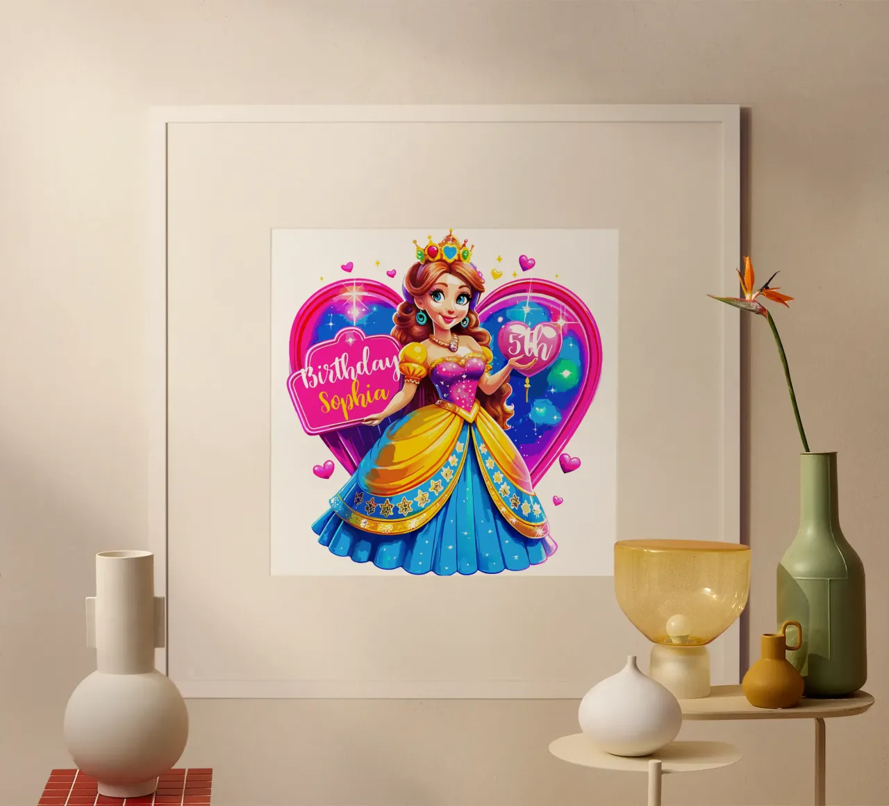 Compleanno della principessa per bambini - Testo personalizzato poster da Artnesia