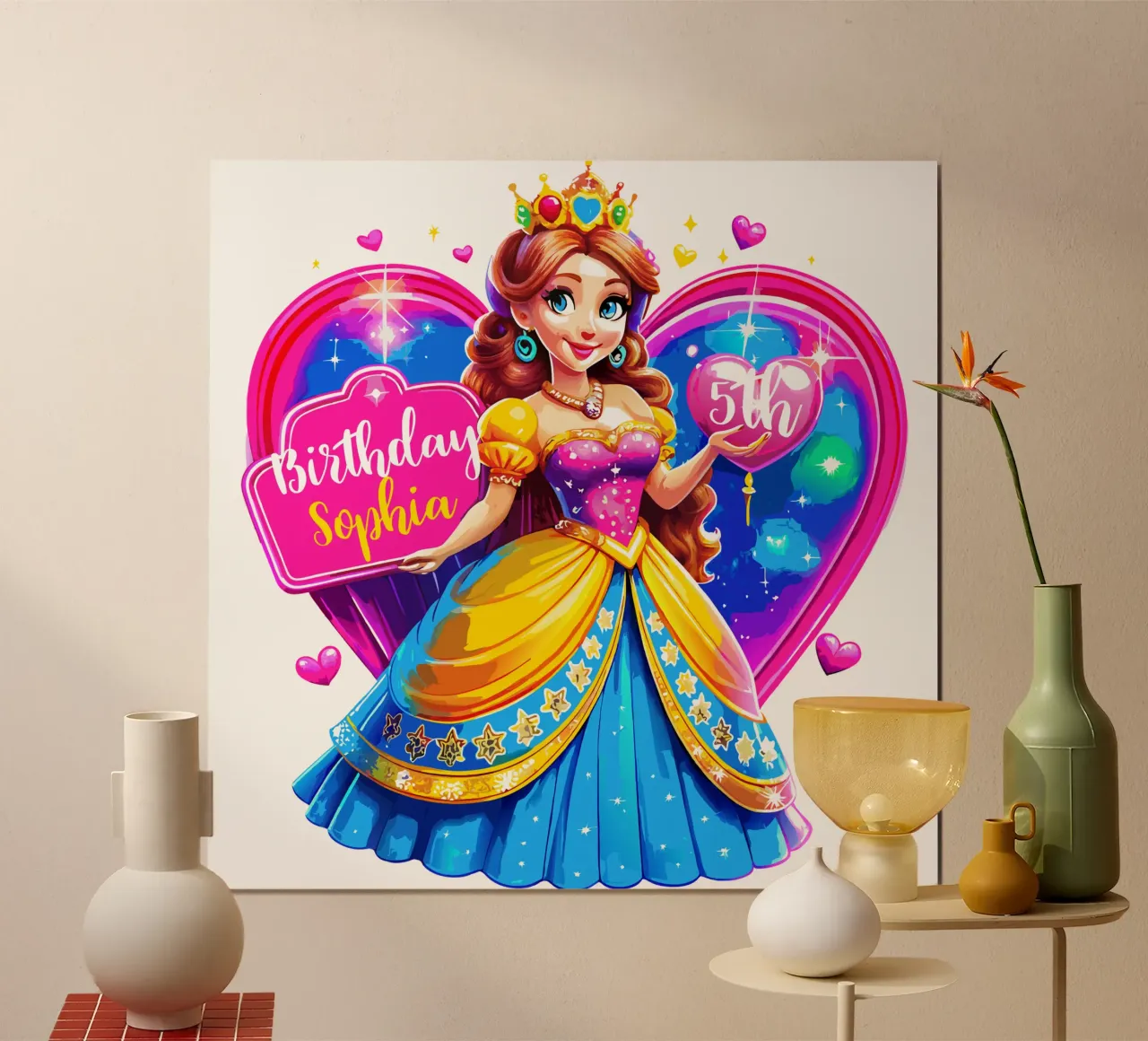 Compleanno della principessa per bambini - Testo personalizzato poster da Artnesia
