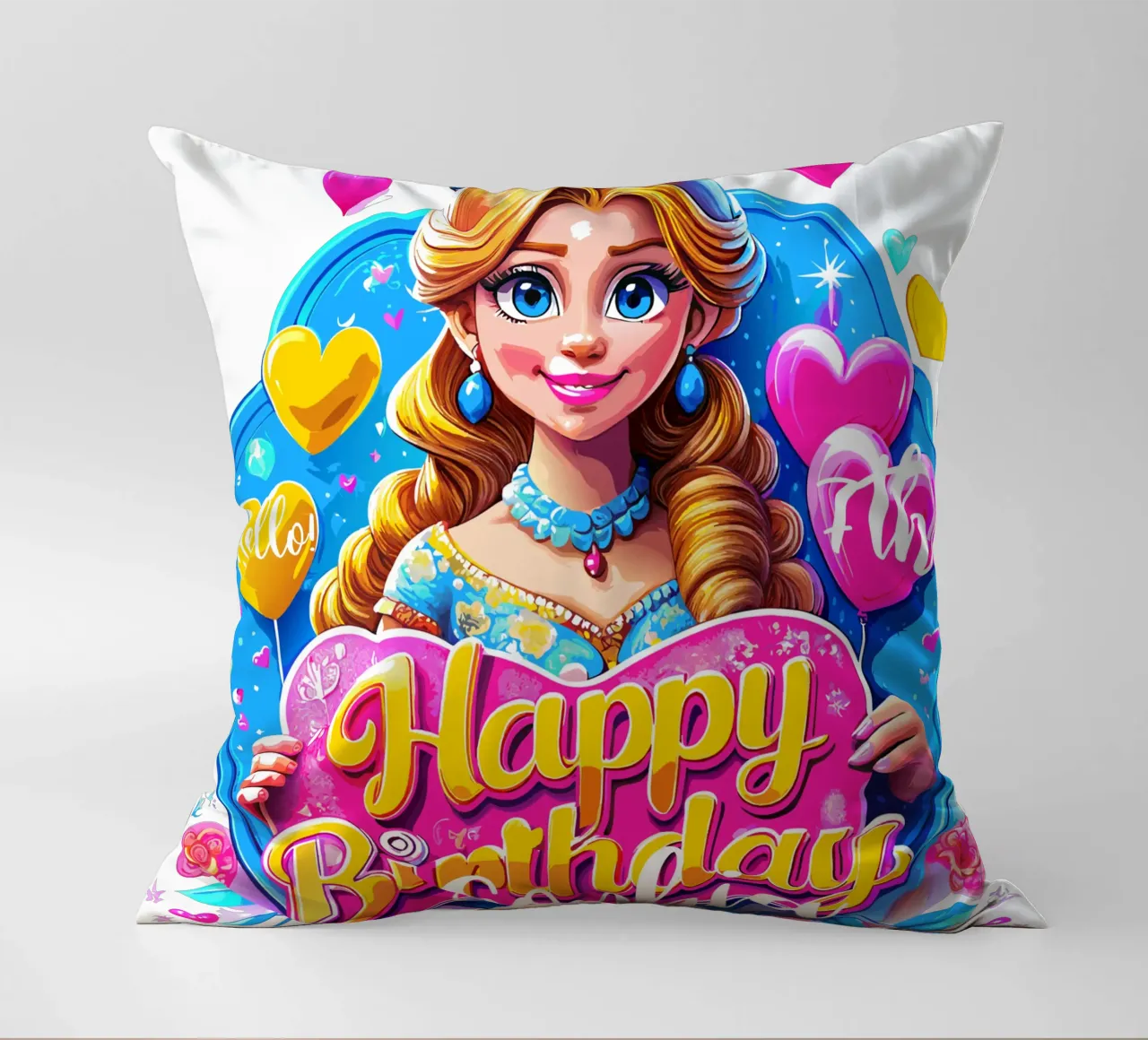 Compleanno della principessa - Testo personalizzato cuscino da Artnesia