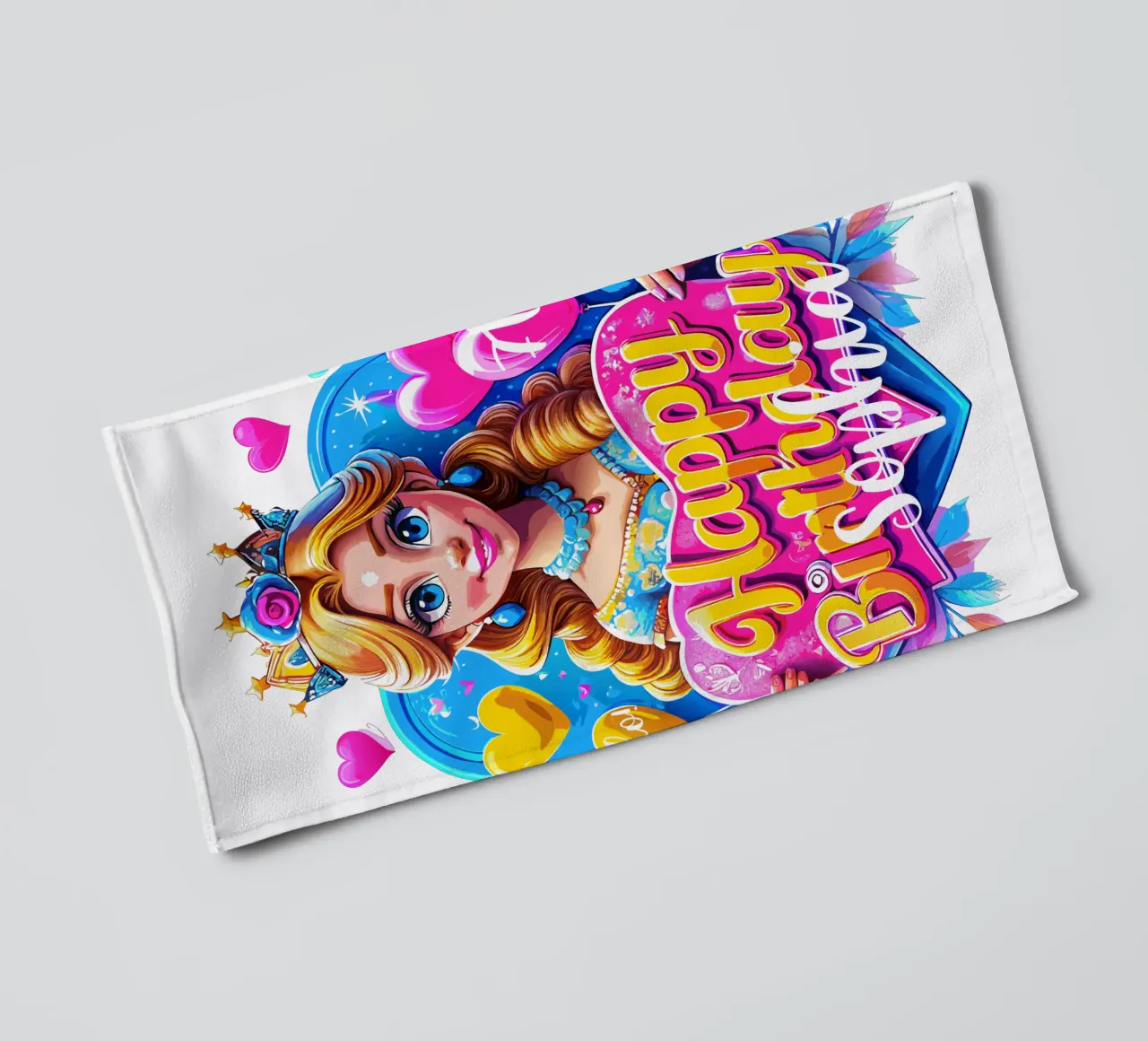 Princesa Cumpleaños - Texto personalizado toalla de baño de Artnesia