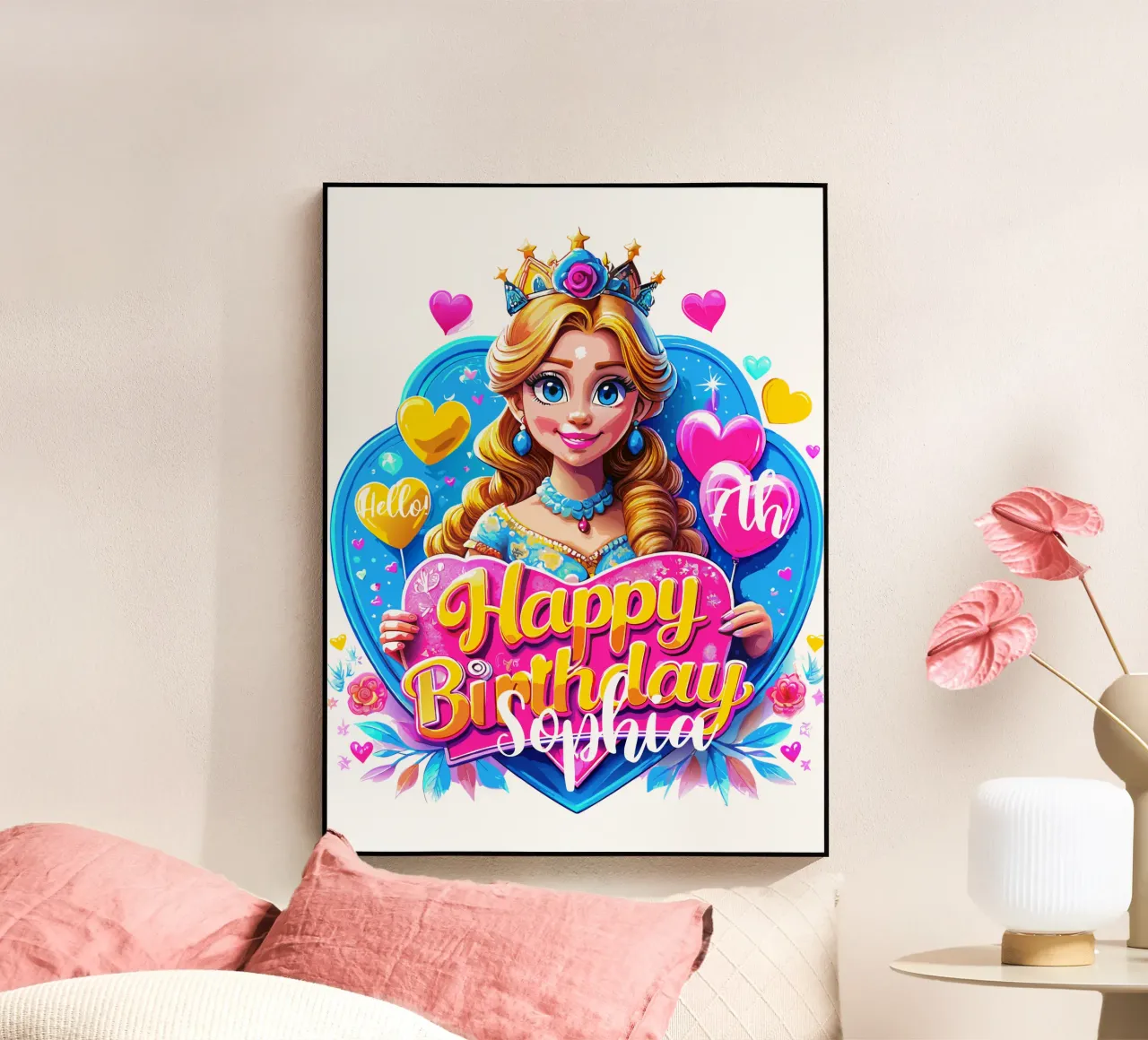 Princesa Cumpleaños - Texto personalizado metacrilato de Artnesia
