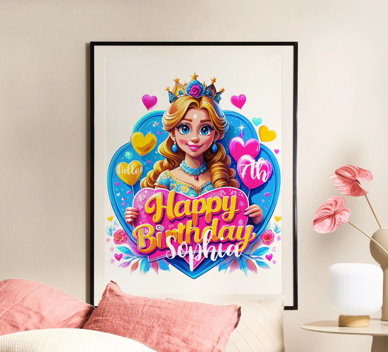 Princess Birthday - Custom Text poster by Artnesia