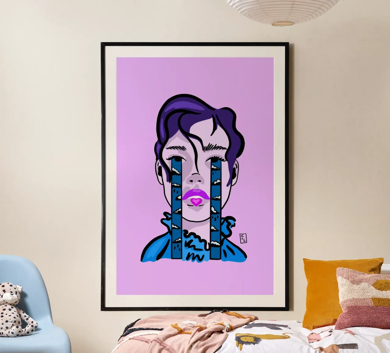 Sentire la pioggia poster con telaio in alluminio da Écailles de loup