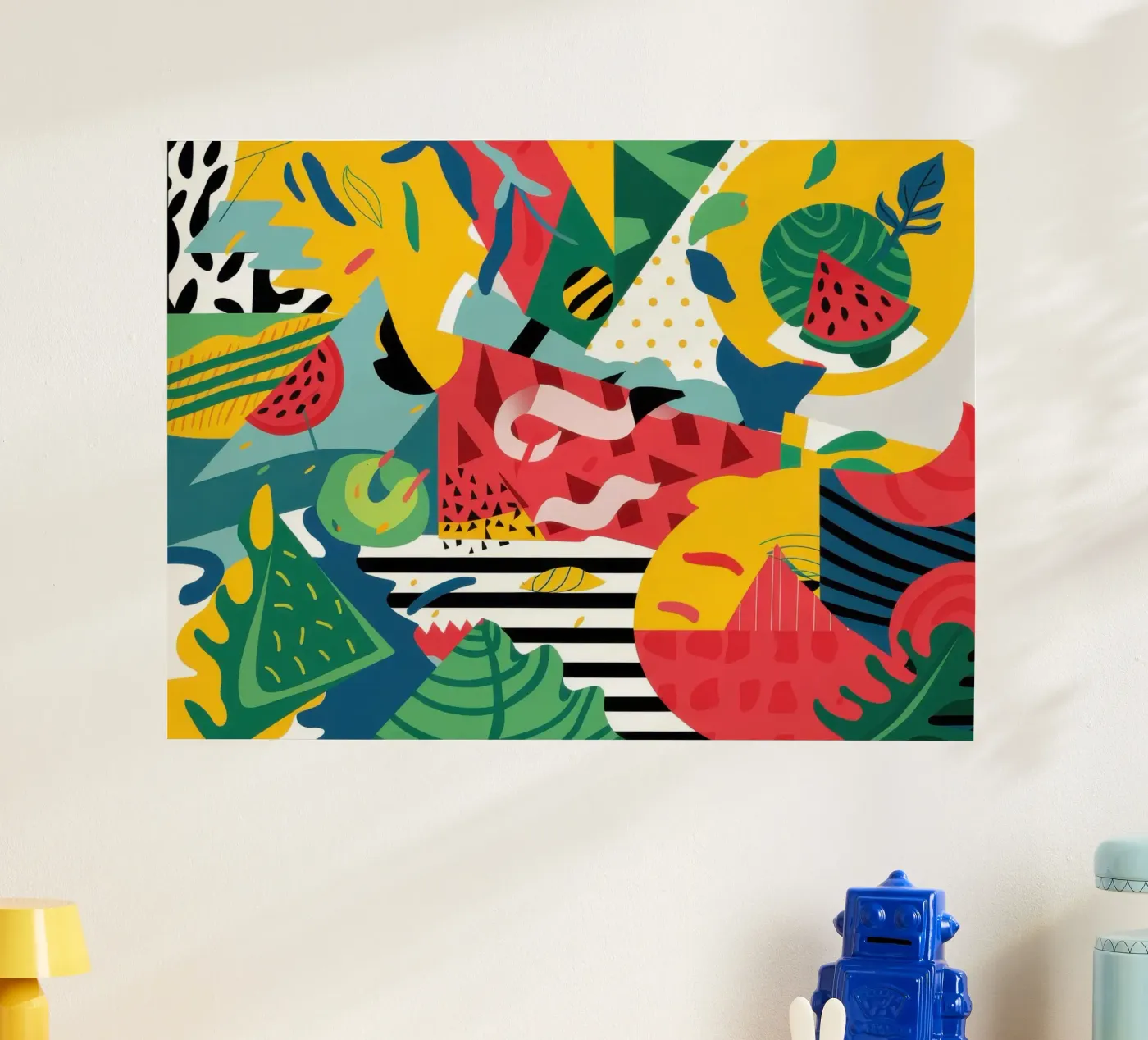 Collage abstrait représentant une pastèque poster de Bring Hues