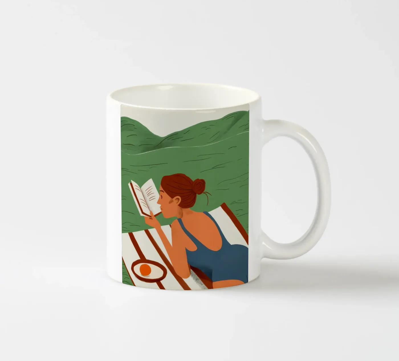 Riverside Reading ceramic mug by Bring Hues