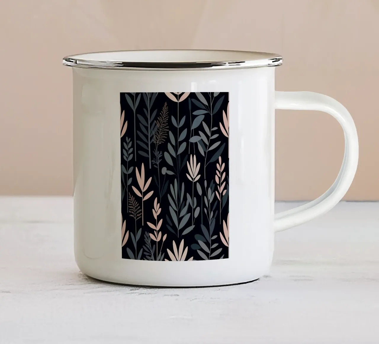 Sereno astratto botanico tazza in smalto da Artistic-shop