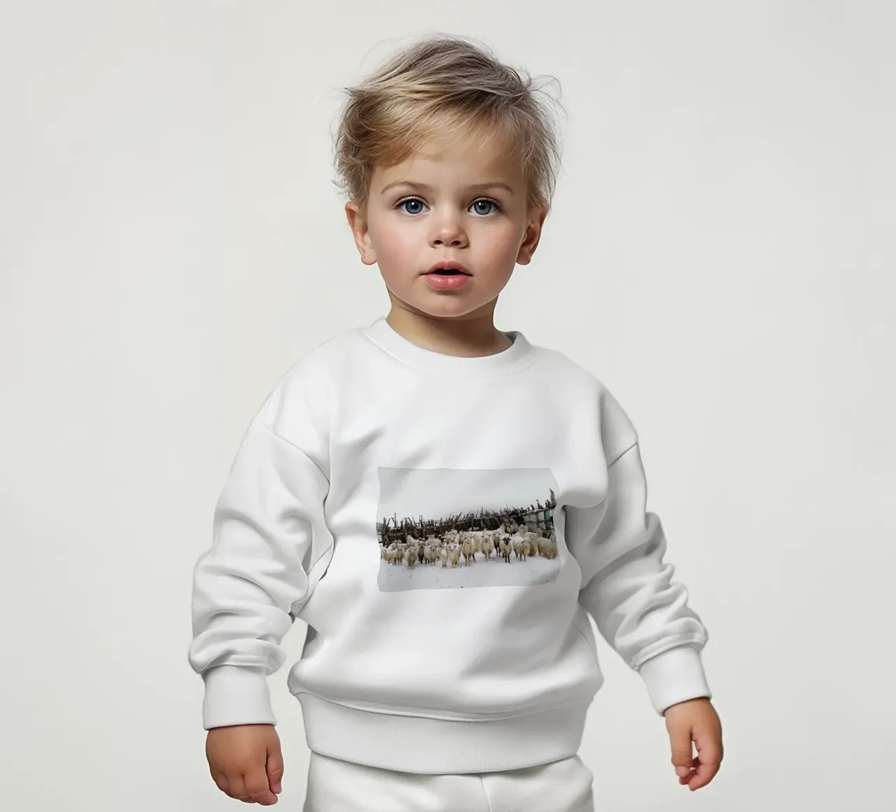 Snowy Sheep Stare felpa neonato da Kevin Russ