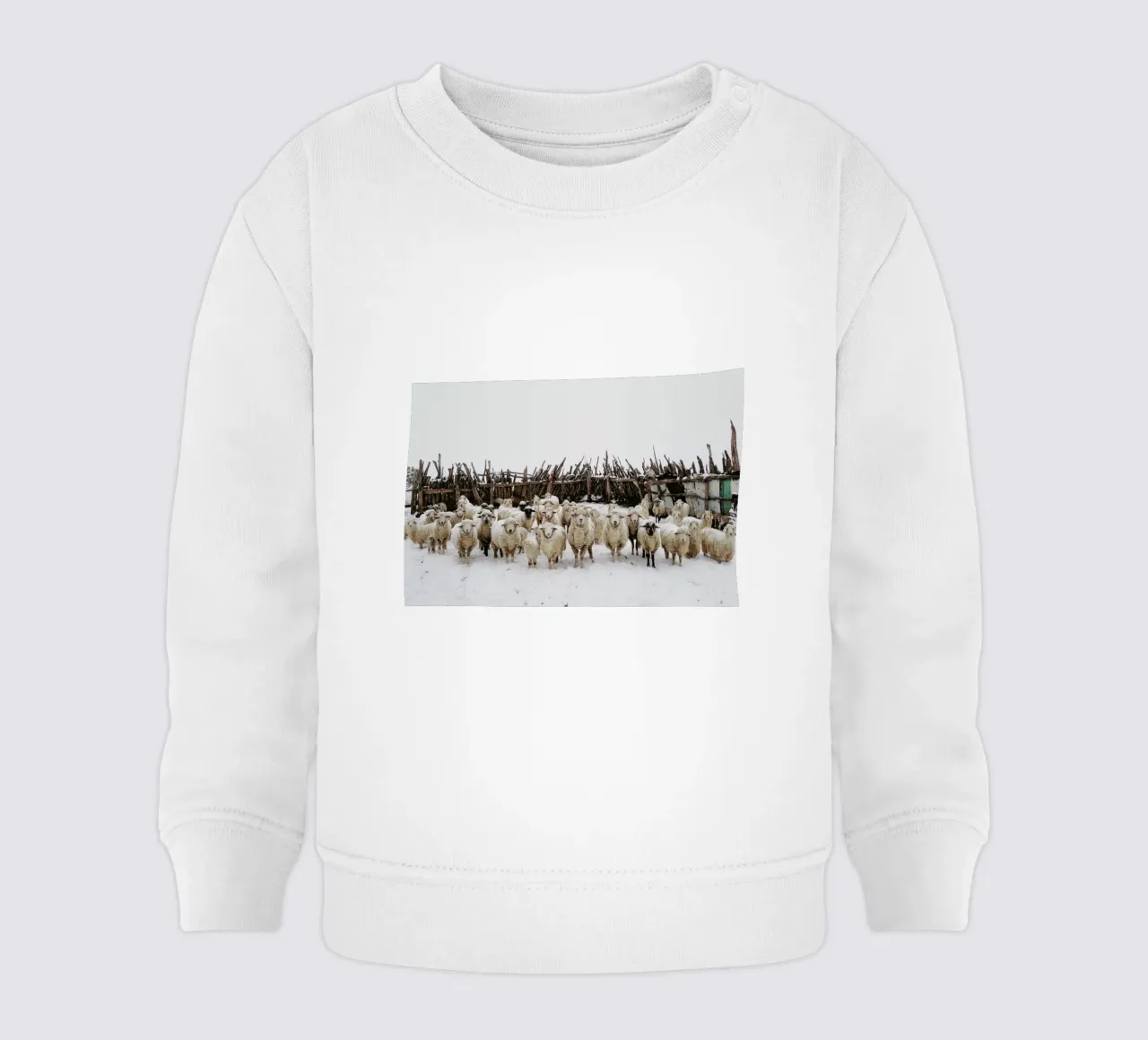 Snowy Sheep Stare felpa neonato da Kevin Russ