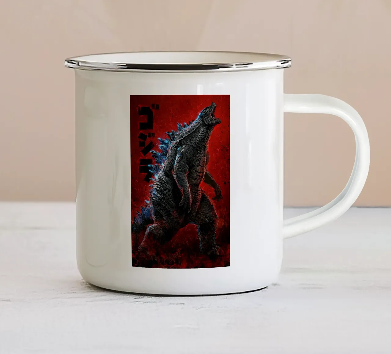 Godzilla tazza in smalto da nabakumov