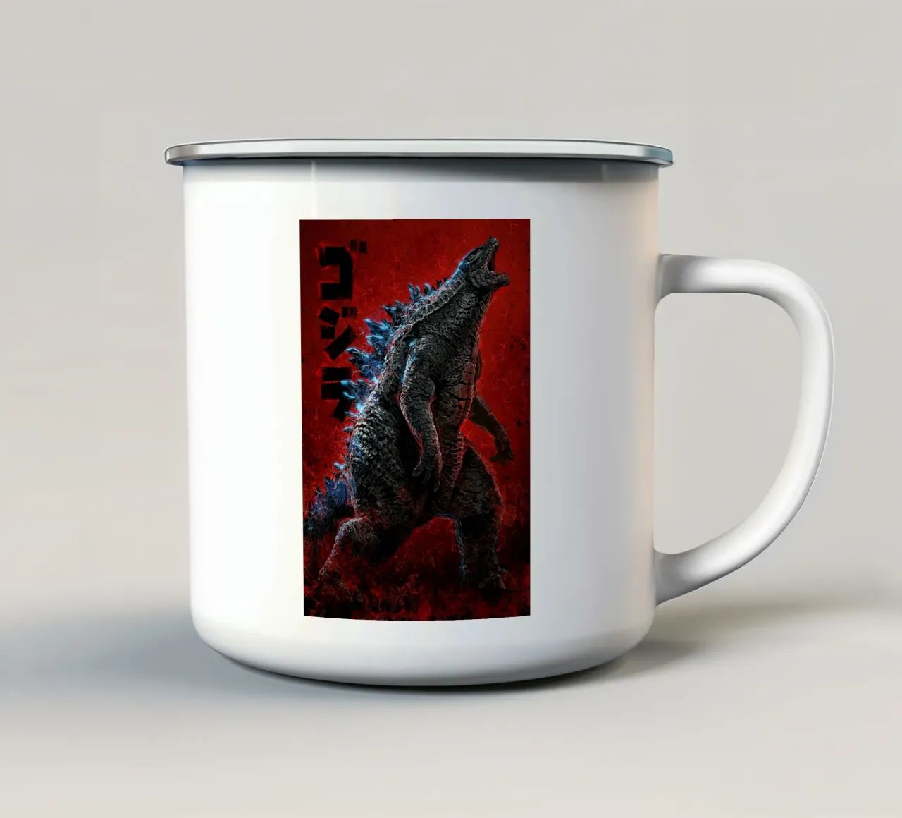Godzilla tazza in smalto da nabakumov
