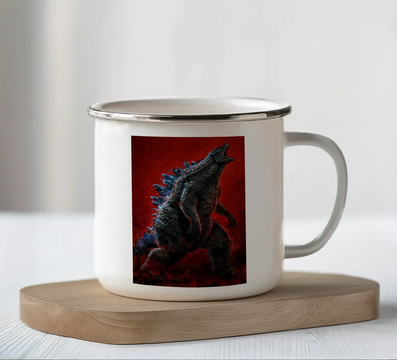 Godzilla tazza in smalto da nabakumov