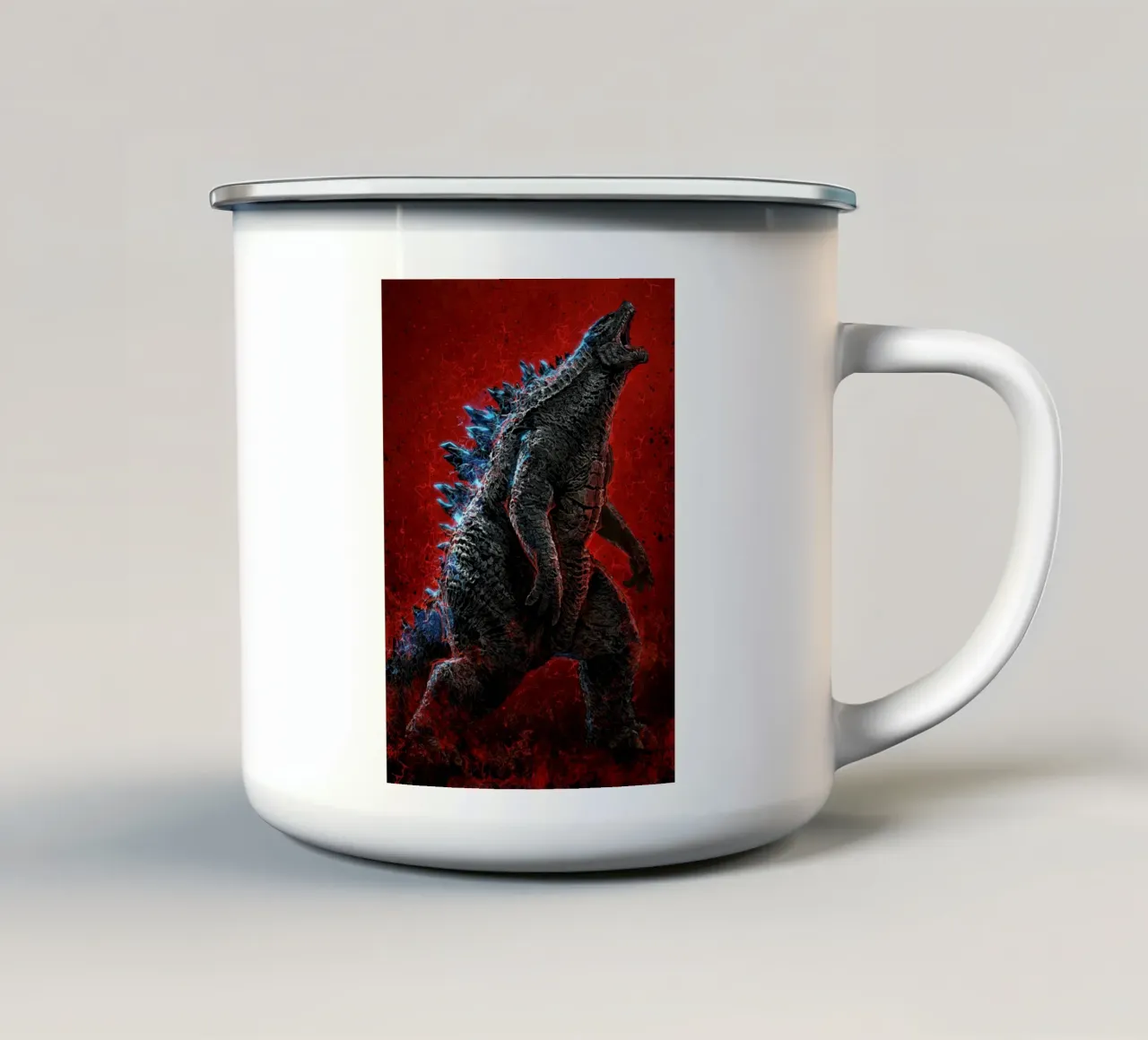 Godzilla tazza in smalto da nabakumov