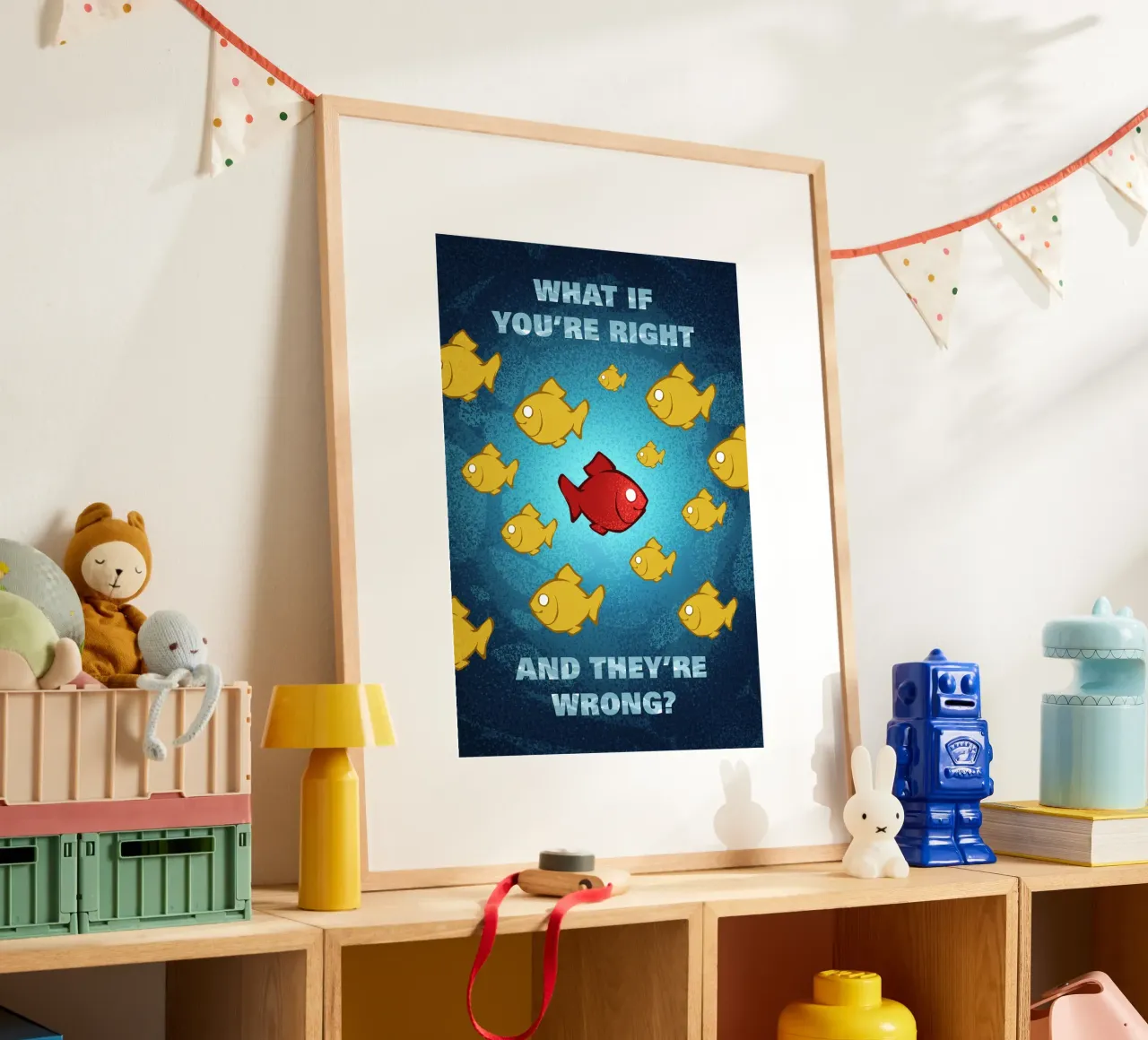 Fargo Fish poster con telaio in legno da nabakumov