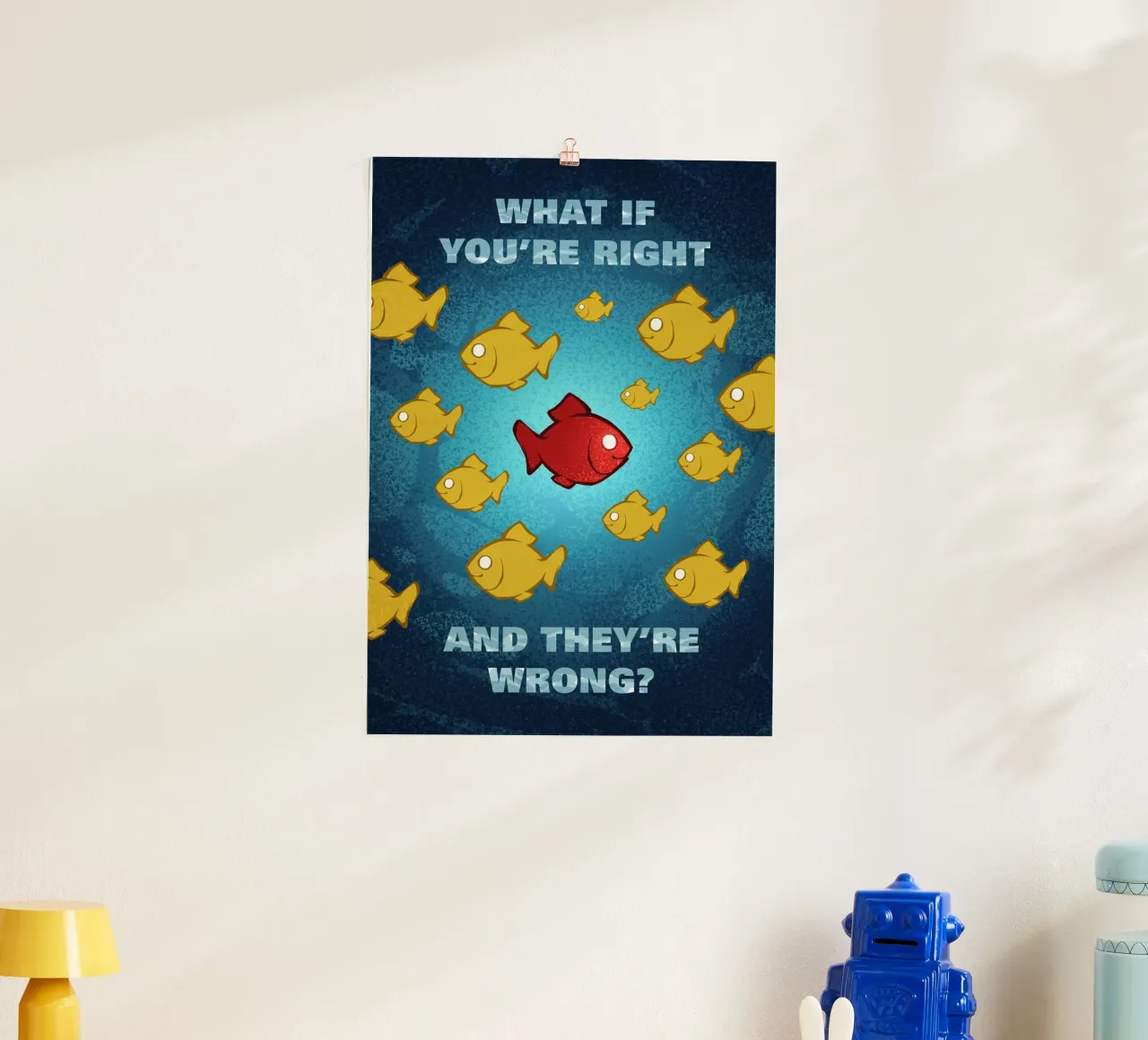 Fargo Fish poster con telaio in legno da nabakumov