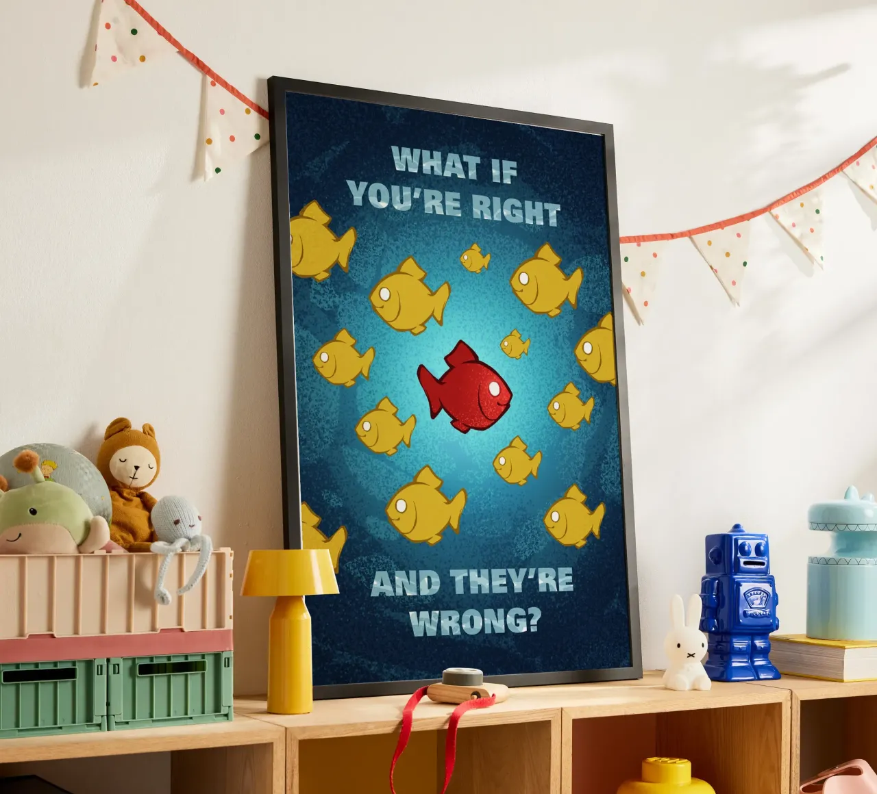 Fargo Fish poster con telaio in legno da nabakumov
