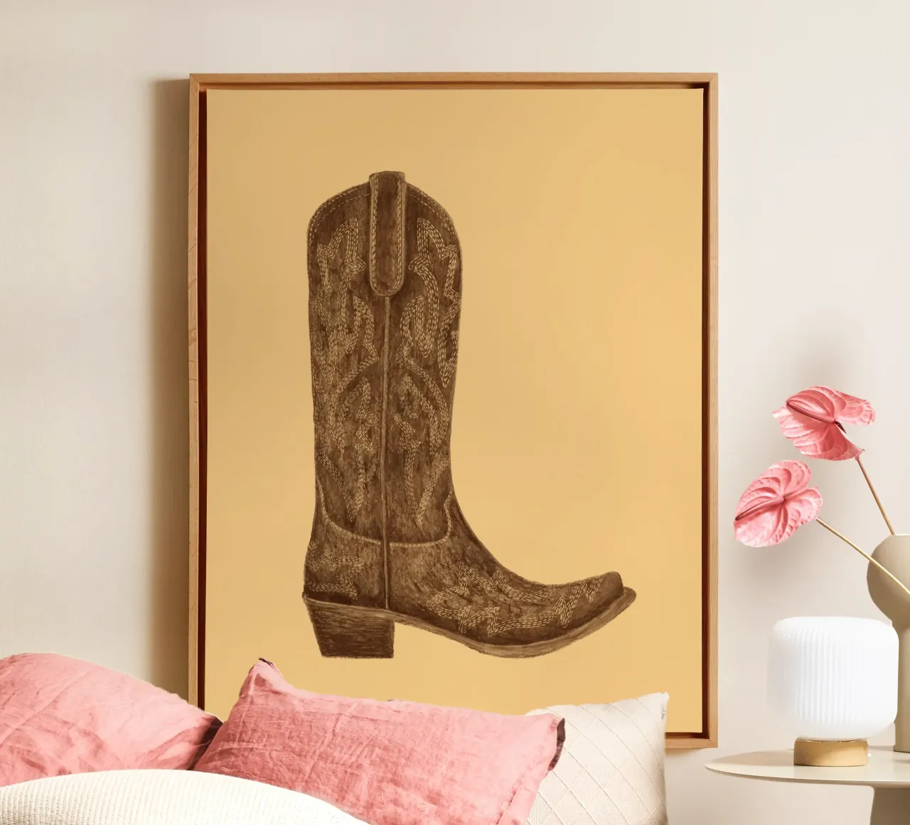 Stivale da cowgirl marrone tela con Cornice a cassetta da AnyoneCanYeehaw