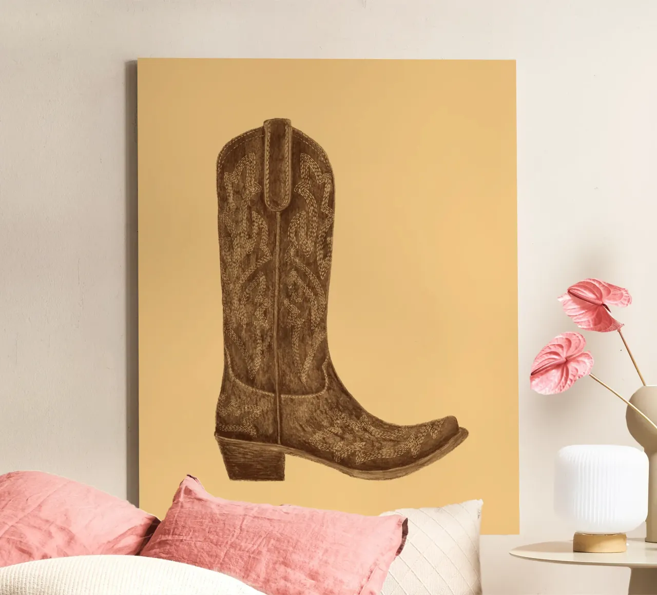 Stivale da cowgirl marrone tela con Cornice a cassetta da AnyoneCanYeehaw