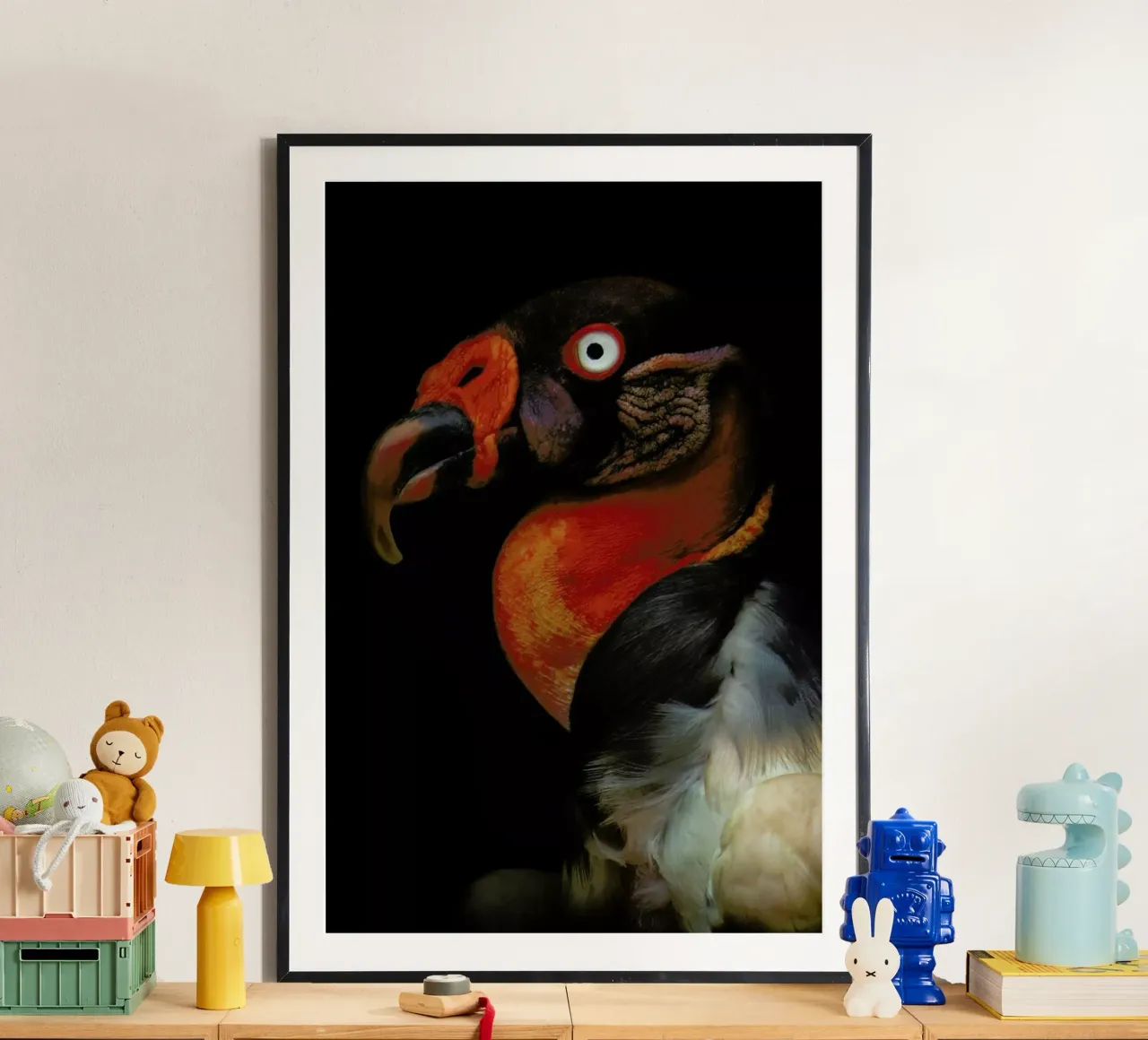 King Vulture - Sarcoramphus Papa - Ferdinando Valverde poster con telaio in legno da Pictufy
