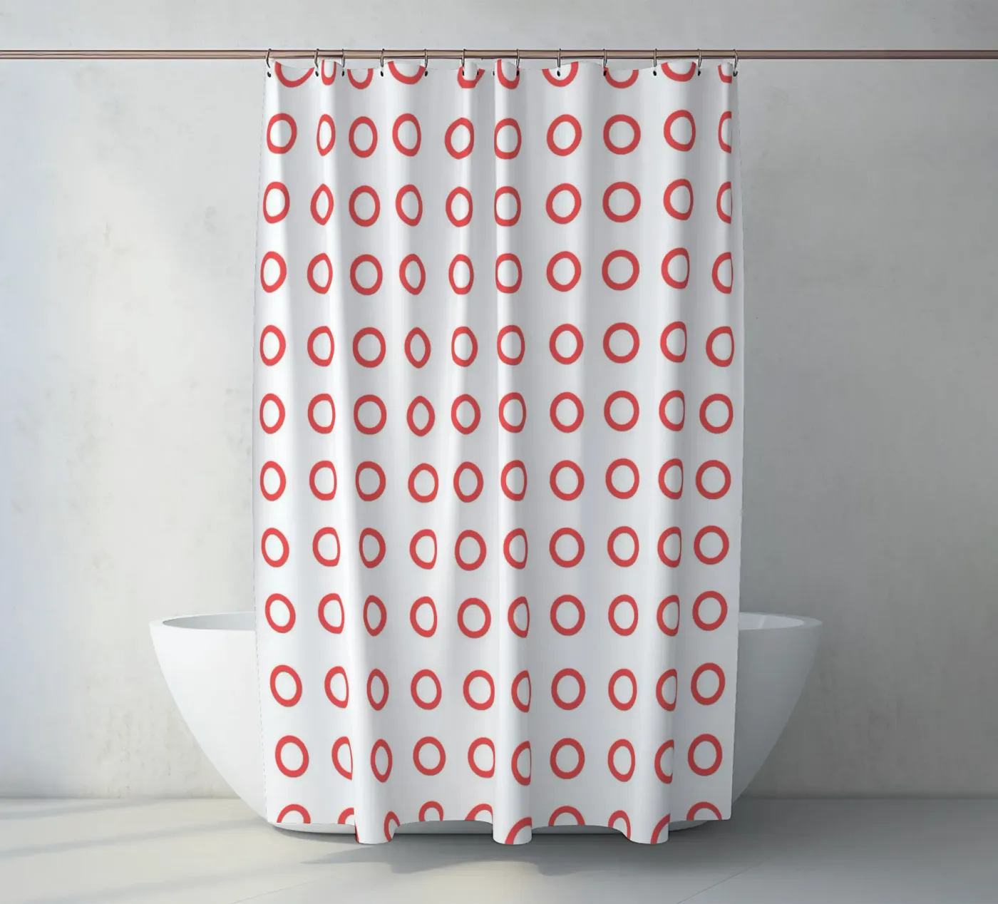 Red dots pattern Duschvorhang von Happypatterns