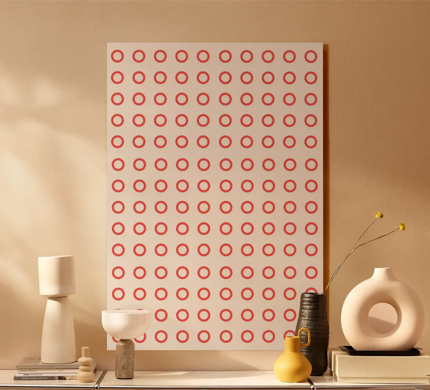 Red dots pattern alluminio dibond da Happypatterns
