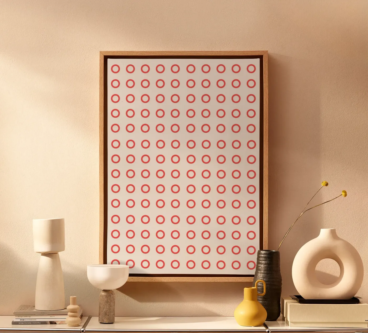 Red dots pattern canvas van Happypatterns